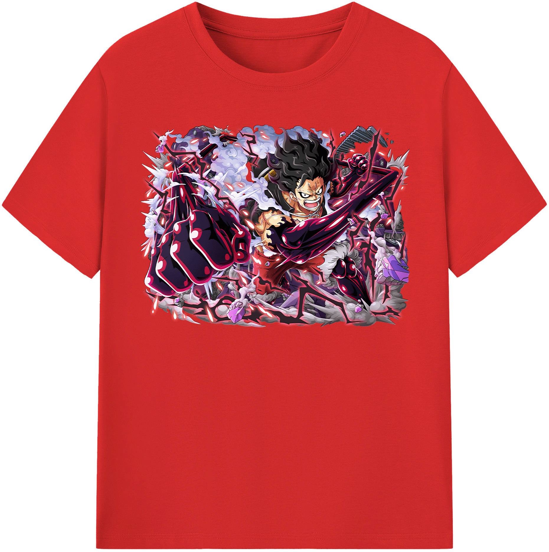 ワンピース モンキー・D・ルフィ ONE PIECE Monkey D. Luffy レディースカジュアルプリントTシャツ（綿100％）