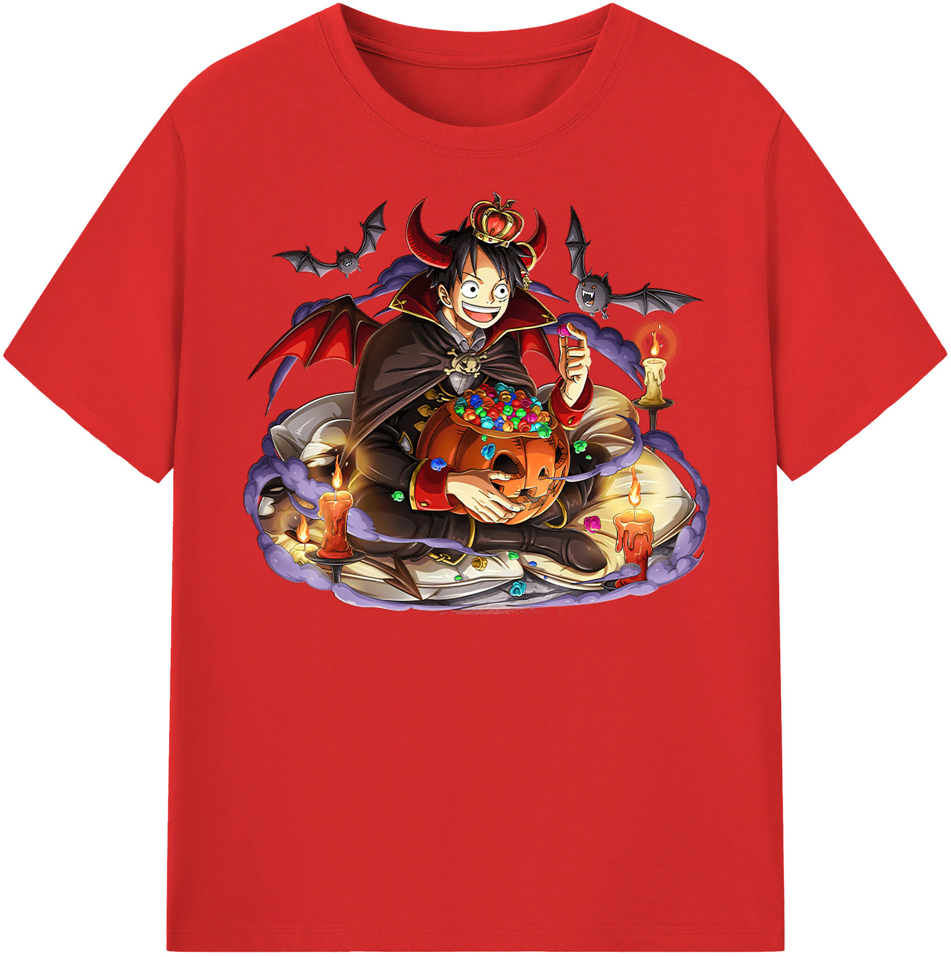 ワンピース モンキー・D・ルフィ ONE PIECE Monkey D. Luffy レディースカジュアルプリントTシャツ（綿100％）