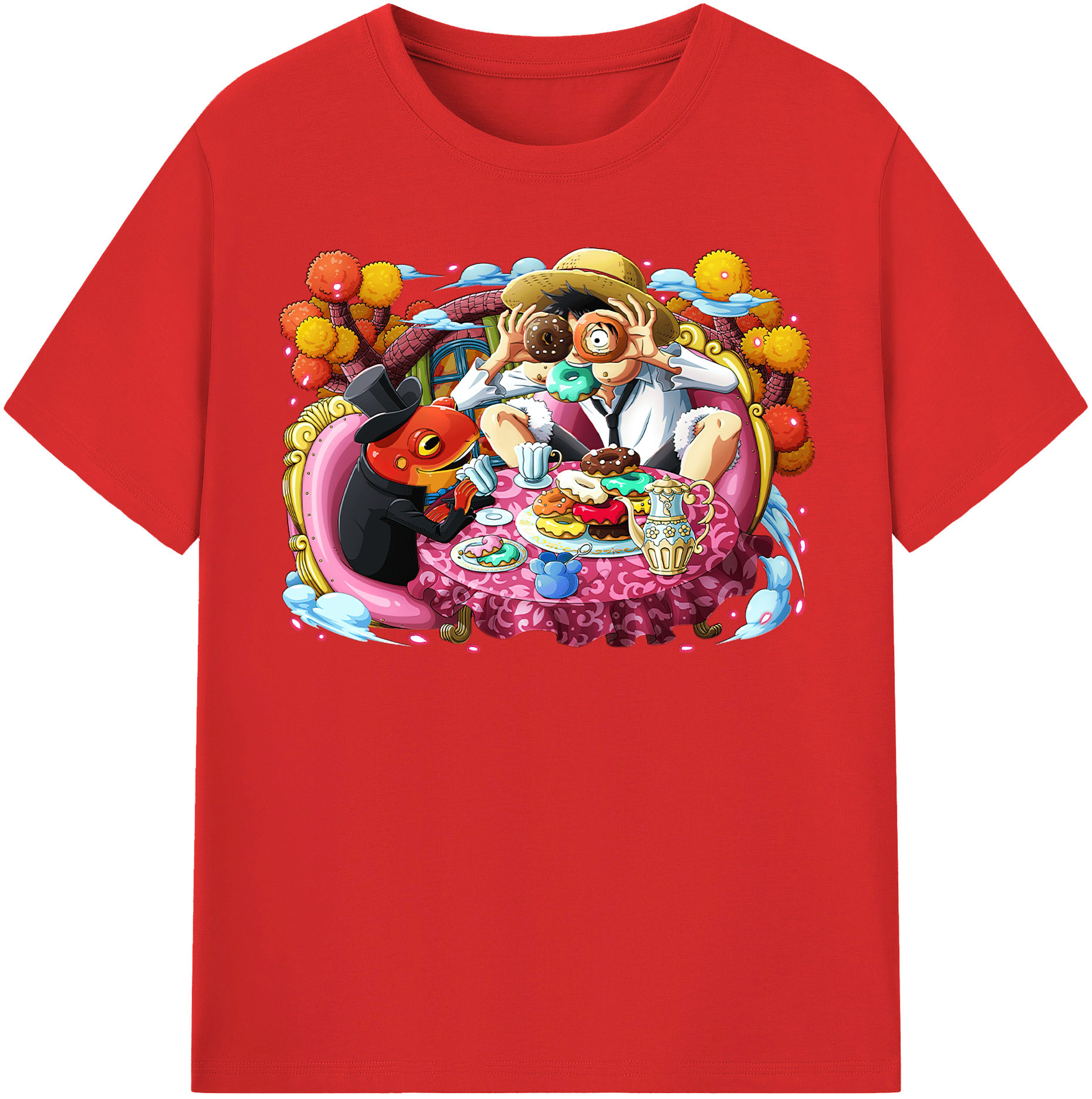 ワンピース モンキー・D・ルフィ ONE PIECE Monkey D. Luffy レディースカジュアルプリントTシャツ（綿100％）