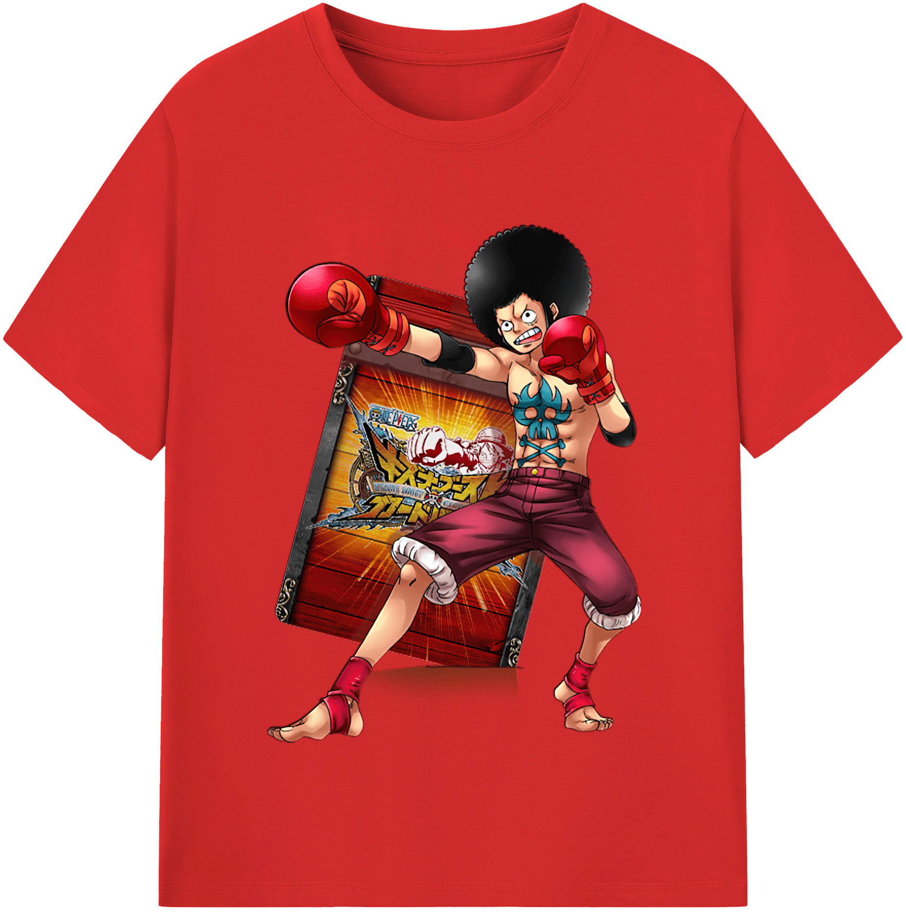 ワンピース モンキー・D・ルフィ ONE PIECE Monkey D. Luffy レディースカジュアルプリントTシャツ（綿100％）