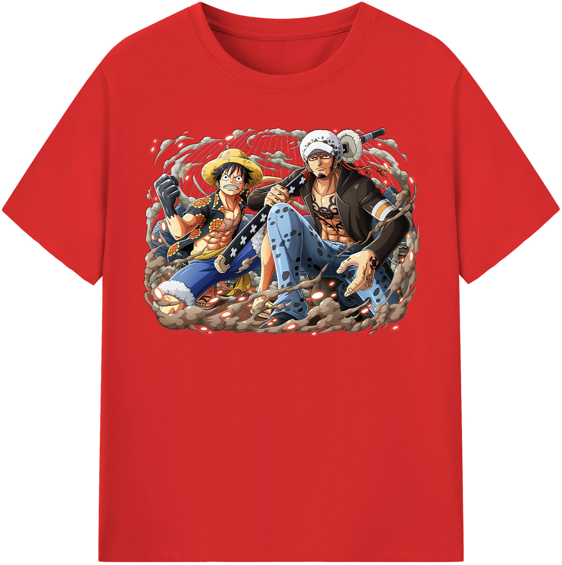 ワンピース モンキー・D・ルフィ ONE PIECE Monkey D. Luffy レディースカジュアルプリントTシャツ（綿100％）