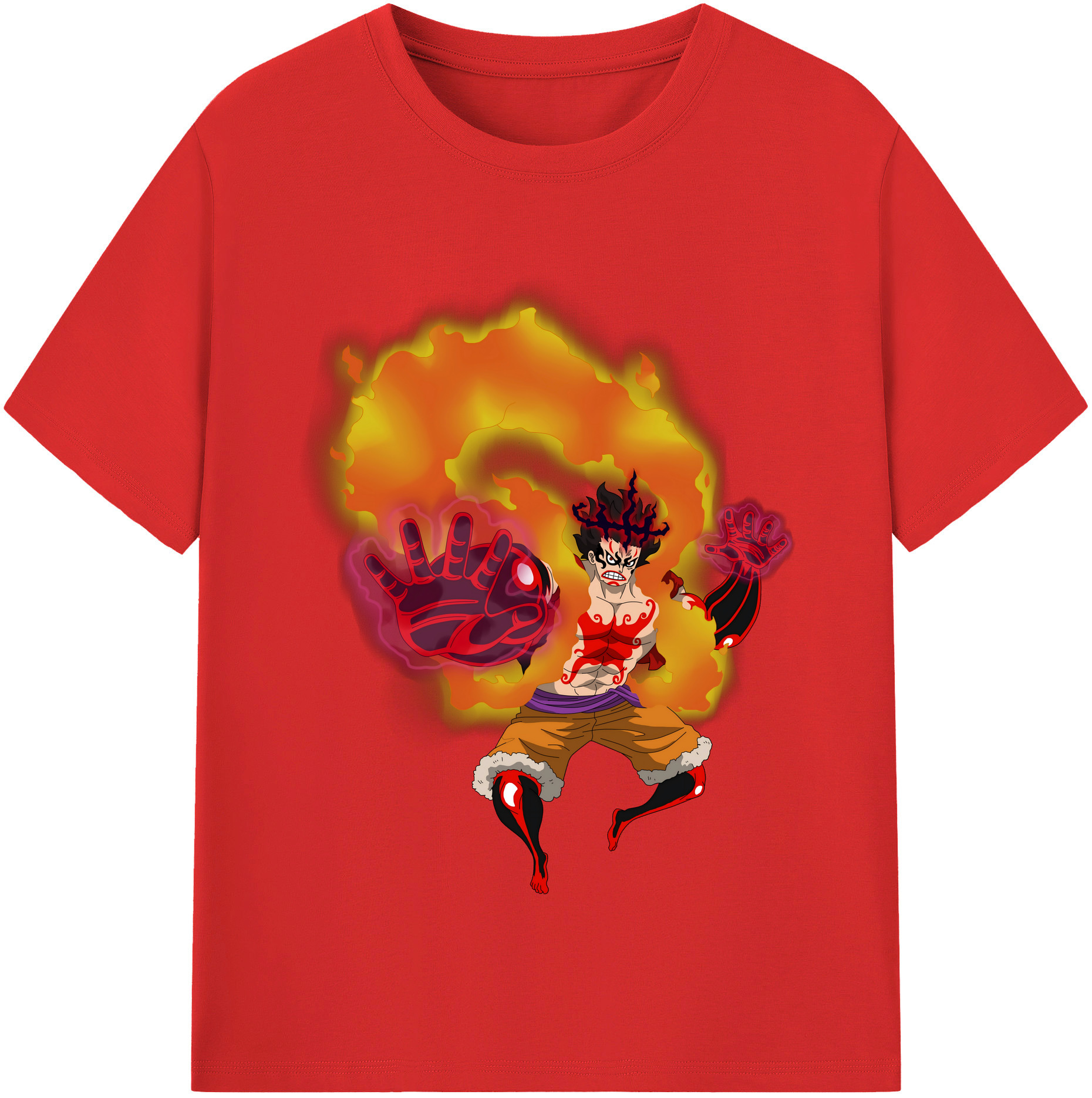 ワンピース モンキー・D・ルフィ ONE PIECE Monkey D. Luffy レディースカジュアルプリントTシャツ（綿100％）