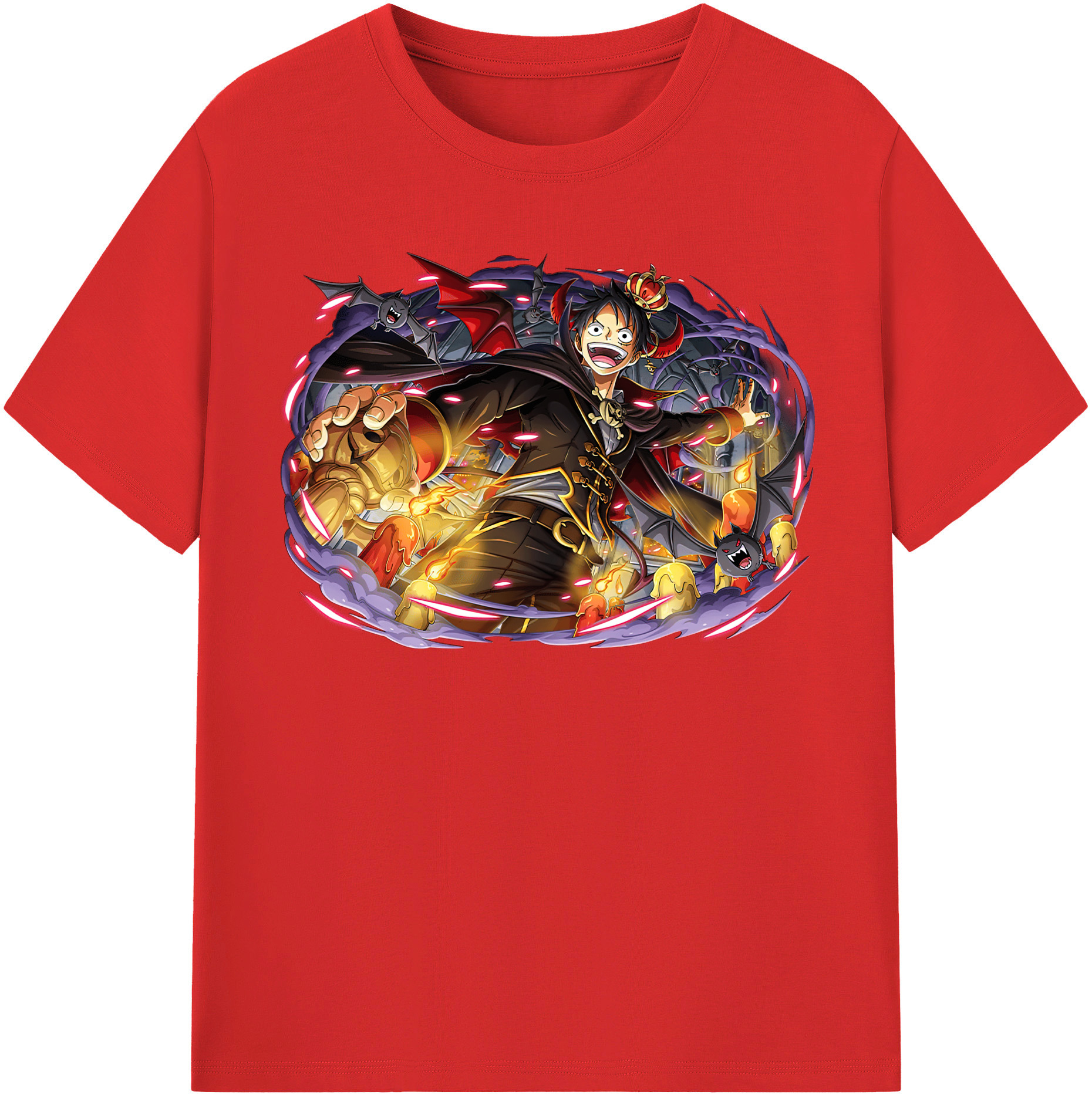 ワンピース モンキー・D・ルフィ ONE PIECE Monkey D. Luffy レディースカジュアルプリントTシャツ（綿100％）