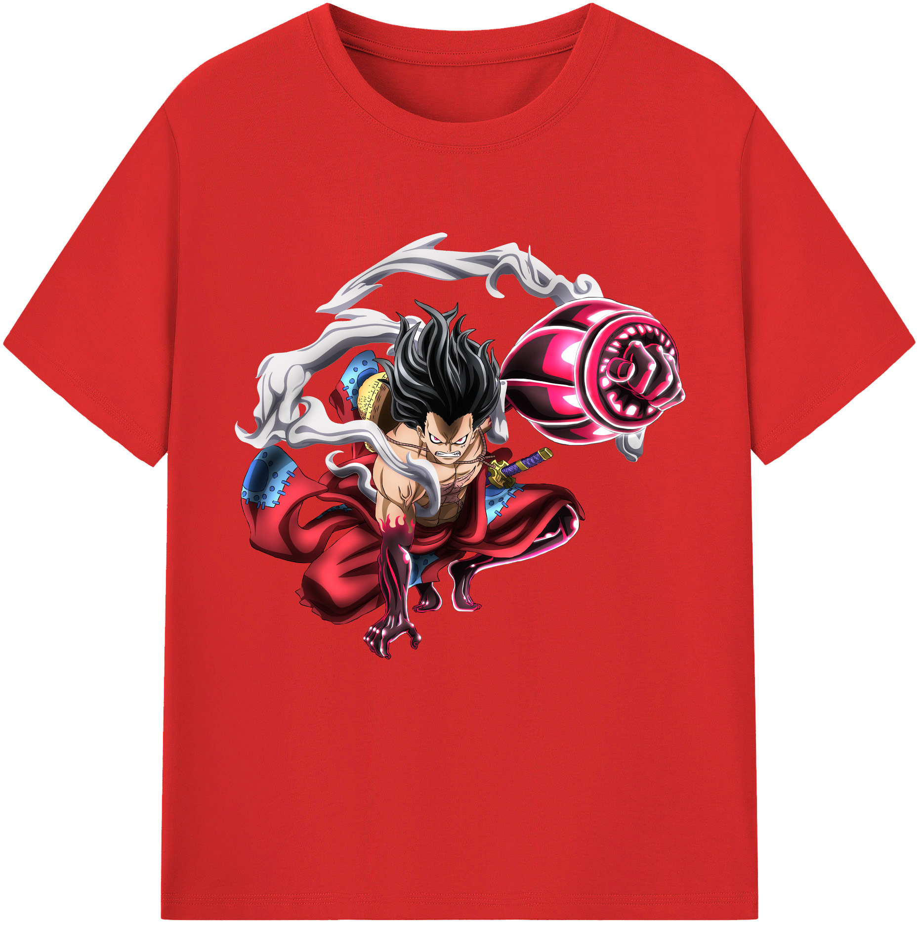 ワンピース モンキー・D・ルフィ ONE PIECE Monkey D. Luffy レディースカジュアルプリントTシャツ（綿100％）