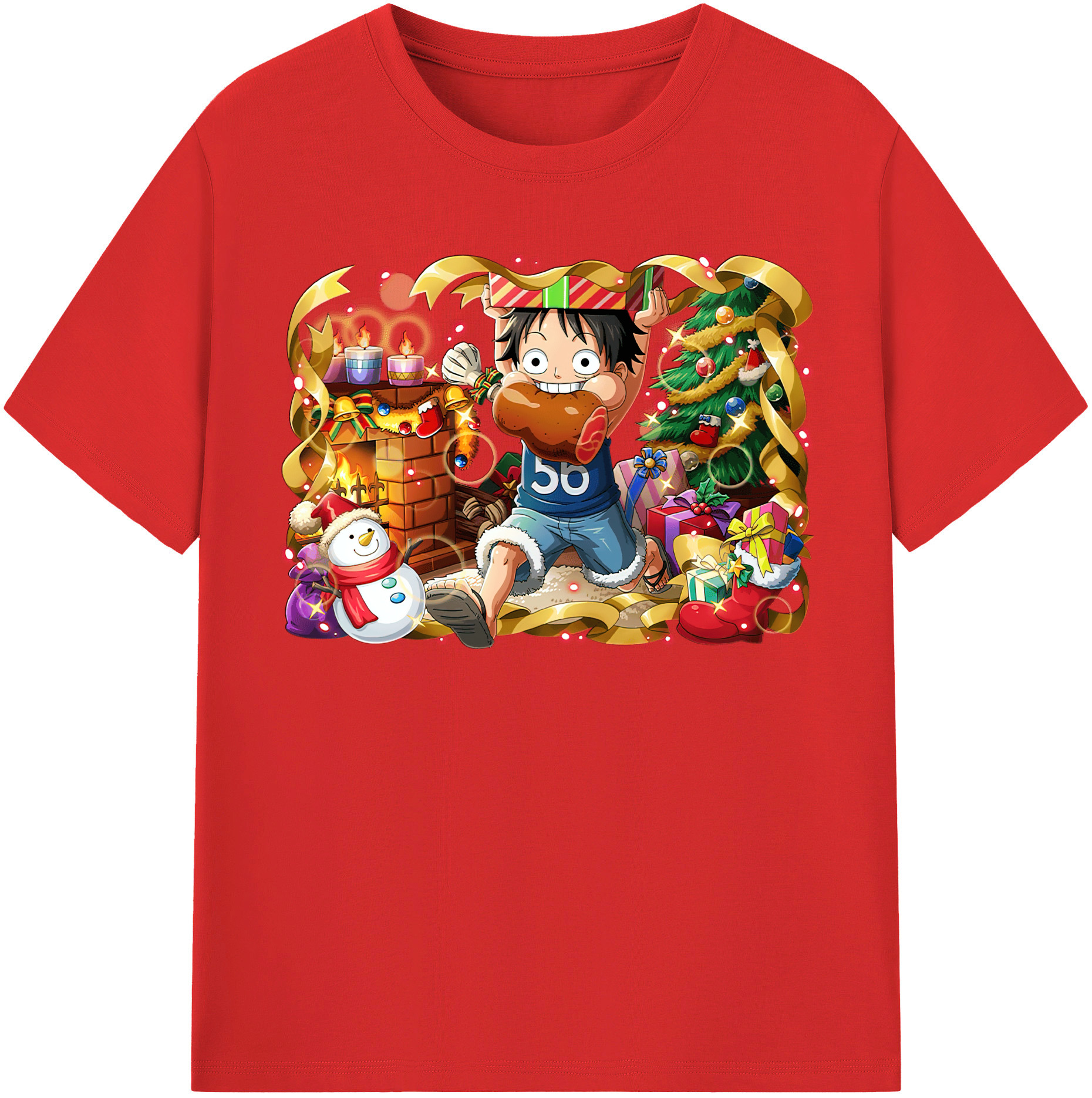 ワンピース モンキー・D・ルフィ ONE PIECE Monkey D. Luffy レディースカジュアルプリントTシャツ（綿100％）