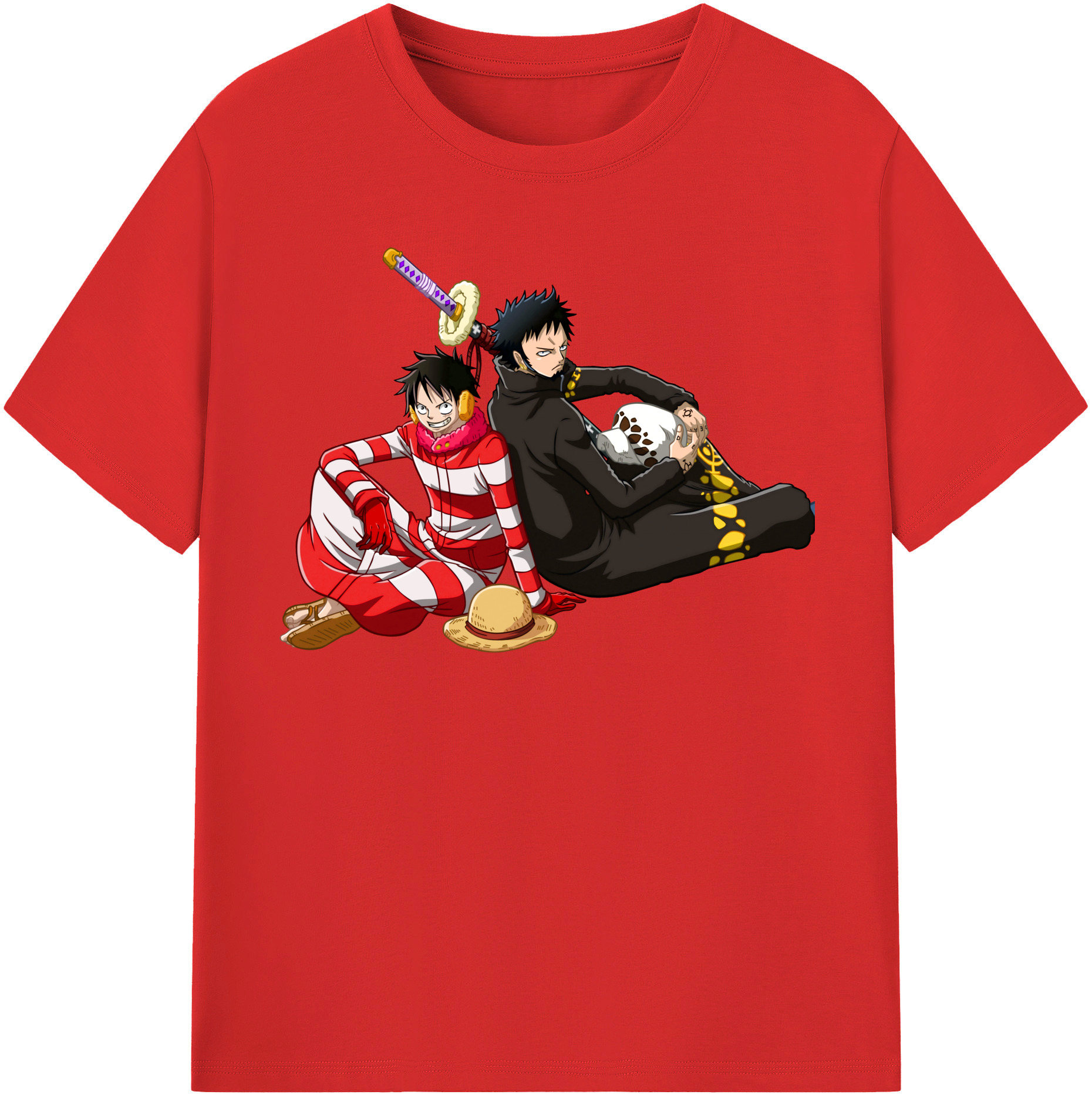 ワンピース モンキー・D・ルフィ ONE PIECE Monkey D. Luffy レディースカジュアルプリントTシャツ（綿100％）