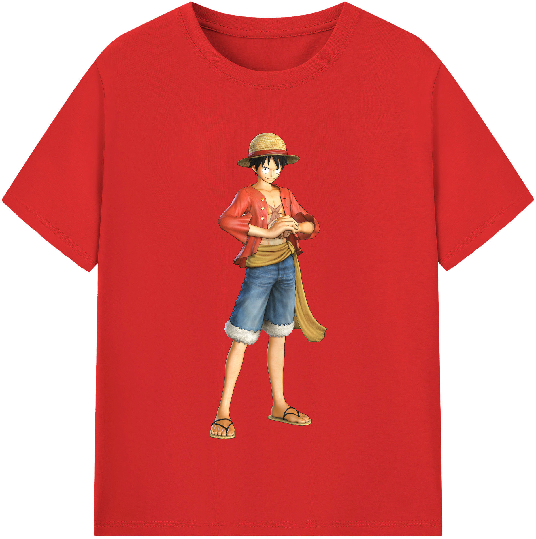 ワンピース モンキー・D・ルフィ ONE PIECE Monkey D. Luffy レディースカジュアルプリントTシャツ（綿100％）