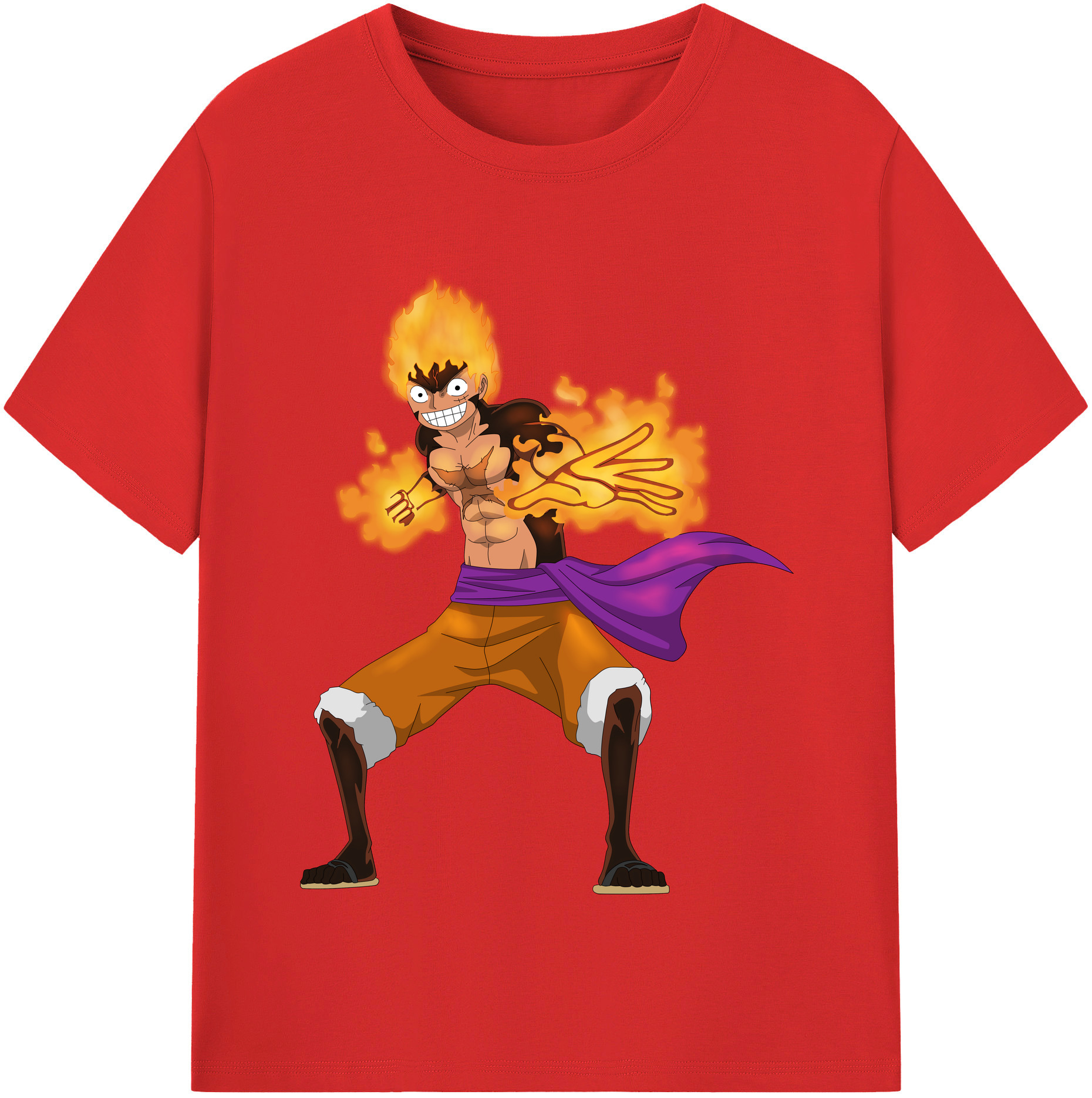 ワンピース モンキー・D・ルフィ ONE PIECE Monkey D. Luffy レディースカジュアルプリントTシャツ（綿100％）