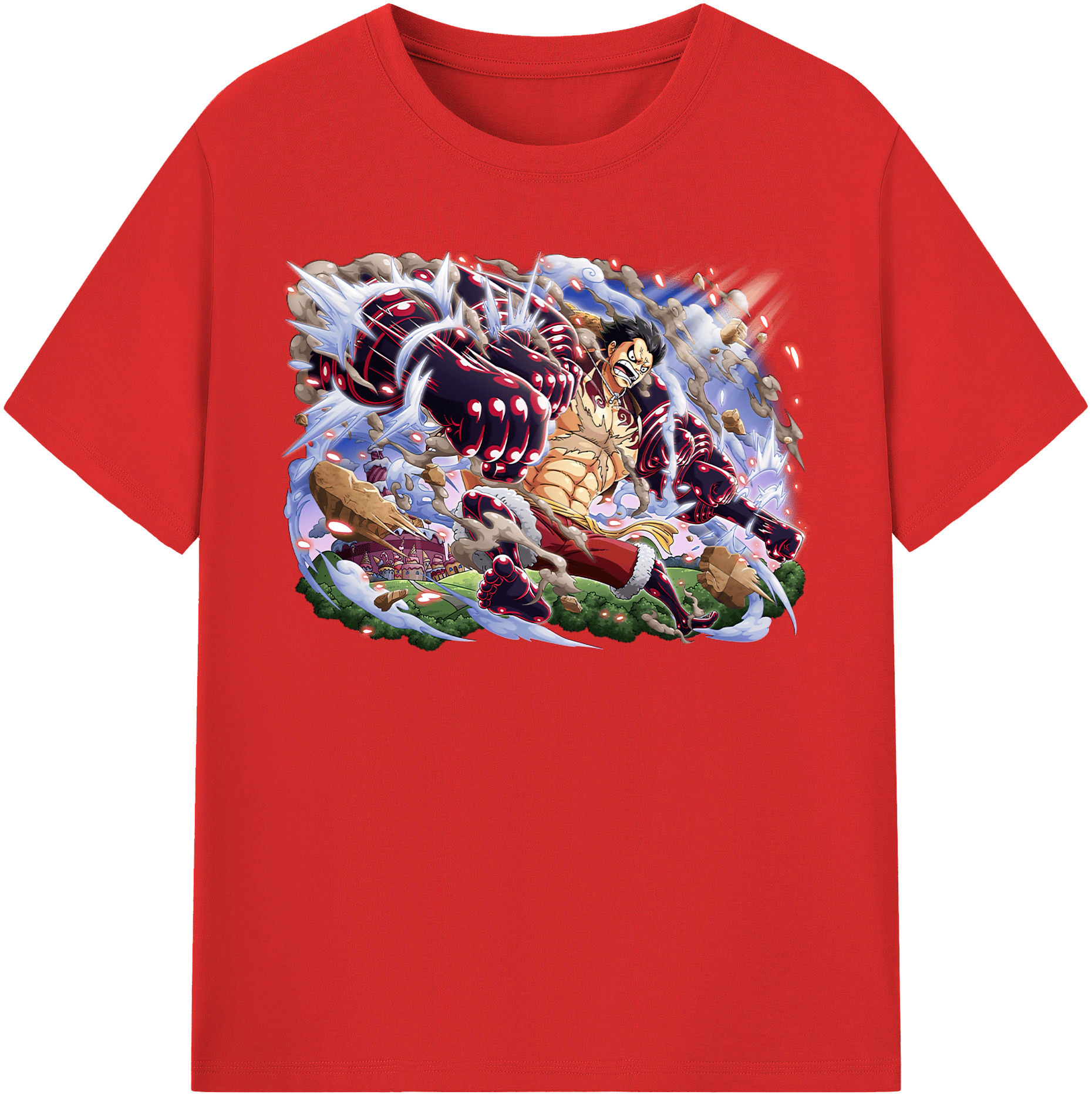 ワンピース モンキー・D・ルフィ ONE PIECE Monkey D. Luffy レディースカジュアルプリントTシャツ（綿100％）