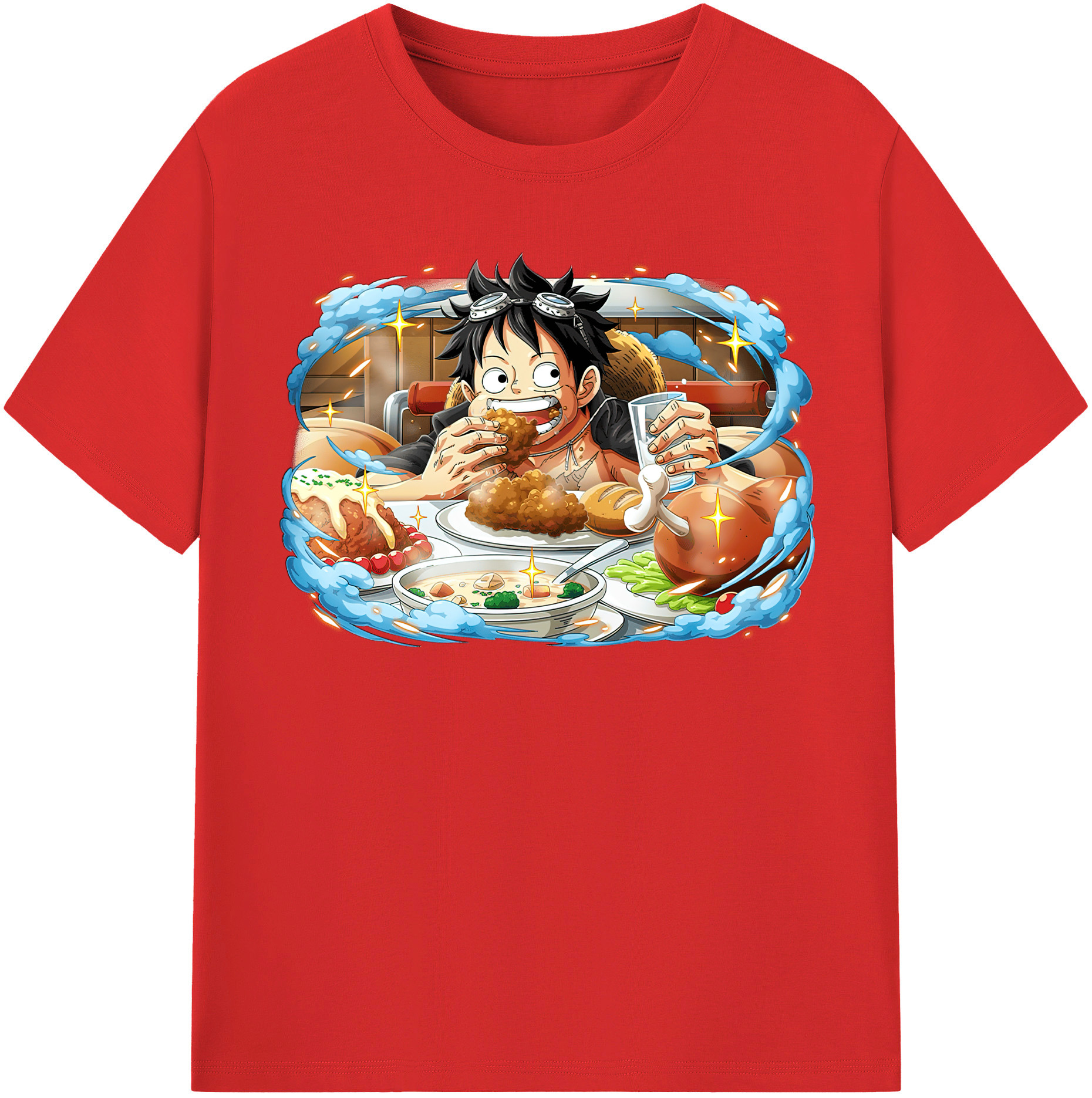 ワンピース モンキー・D・ルフィ ONE PIECE Monkey D. Luffy レディースカジュアルプリントTシャツ（綿100％）