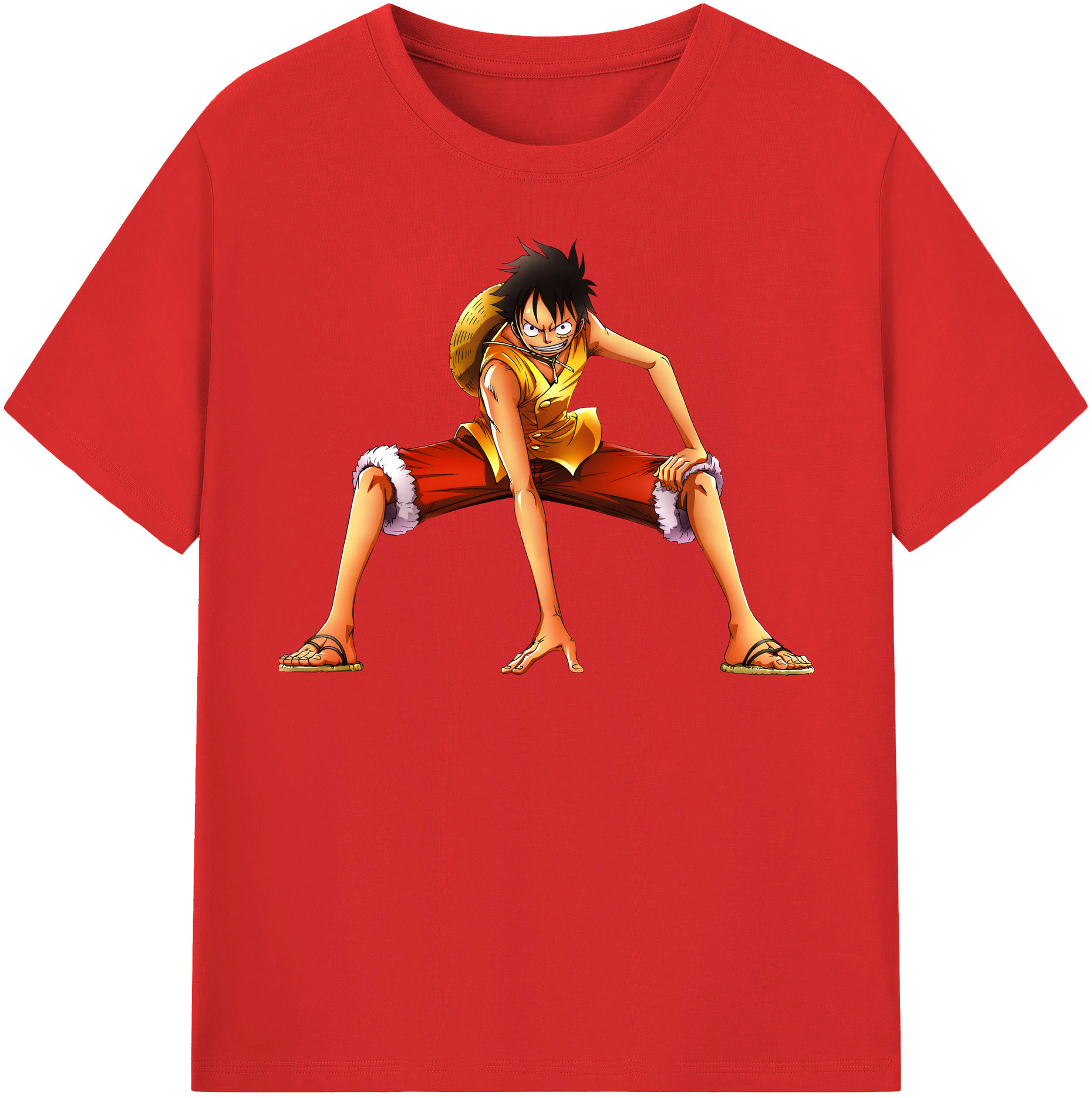 ワンピース モンキー・D・ルフィ ONE PIECE Monkey D. Luffy レディースカジュアルプリントTシャツ（綿100％）