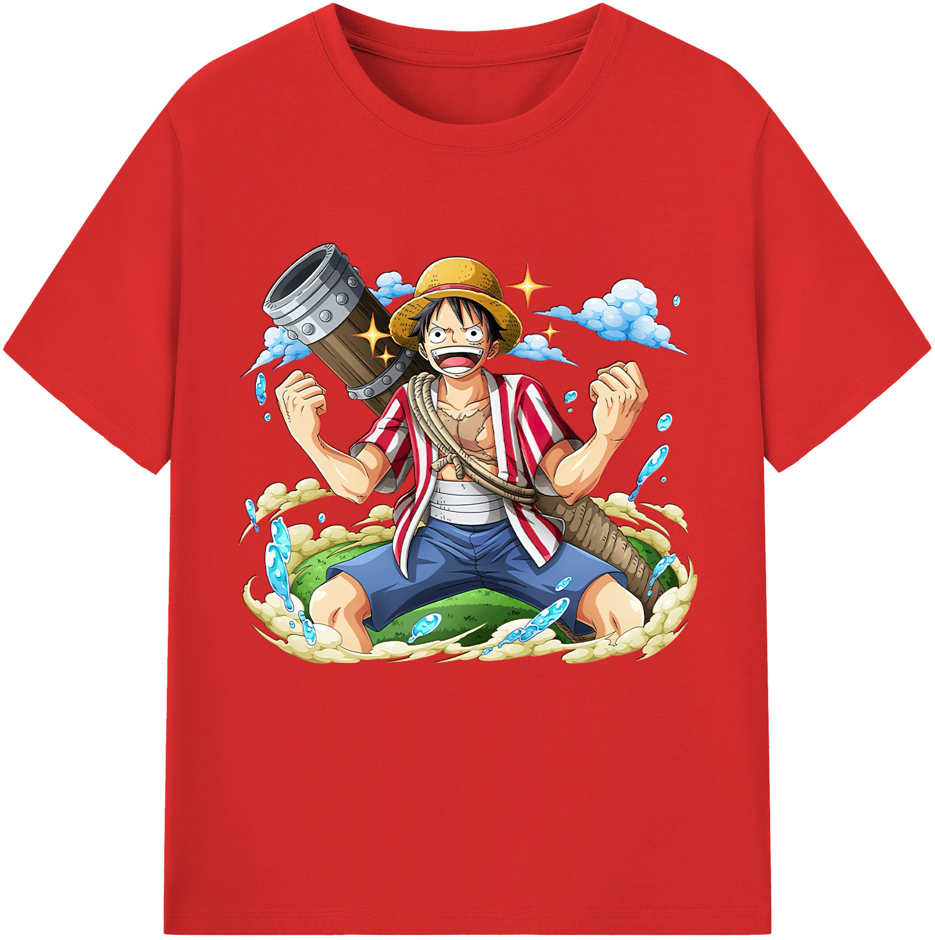 ワンピース モンキー・D・ルフィ ONE PIECE Monkey D. Luffy レディースカジュアルプリントTシャツ（綿100％）
