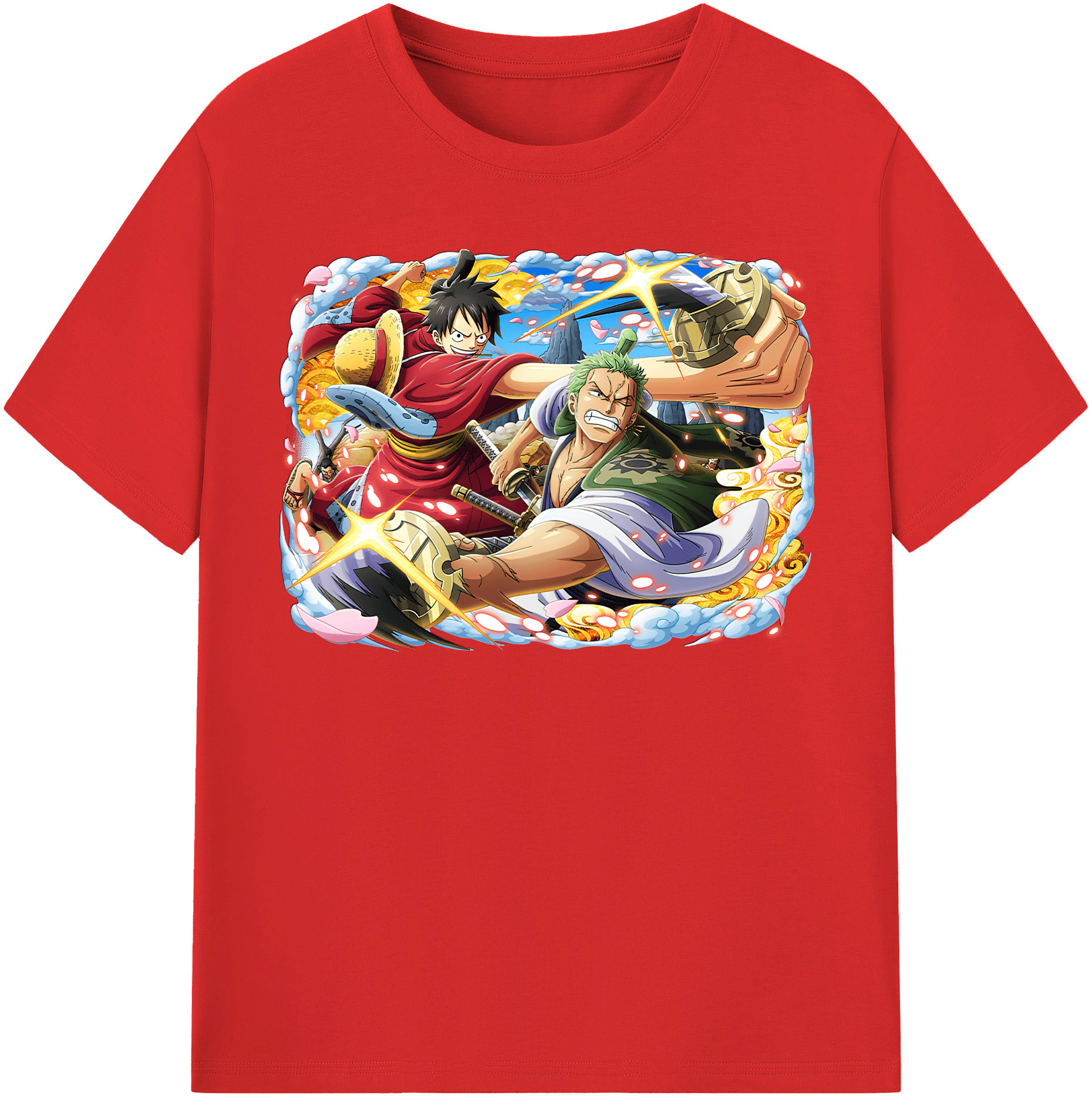 ワンピース モンキー・D・ルフィ ONE PIECE Monkey D. Luffy レディースカジュアルプリントTシャツ（綿100％）