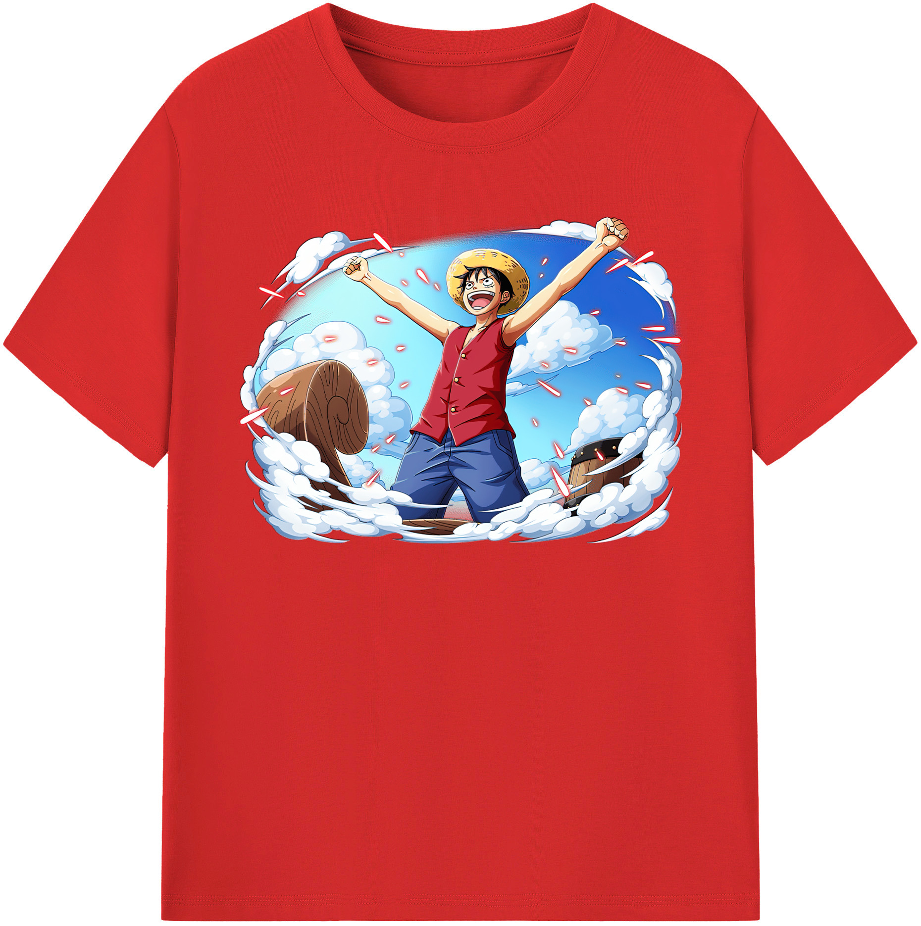 ワンピース モンキー・D・ルフィ ONE PIECE Monkey D. Luffy レディースカジュアルプリントTシャツ（綿100％）
