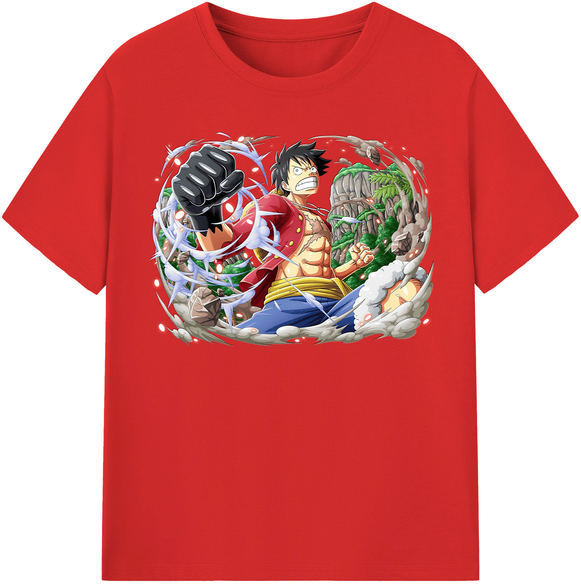 ワンピース モンキー・D・ルフィ ONE PIECE Monkey D. Luffy レディースカジュアルプリントTシャツ（綿100％）