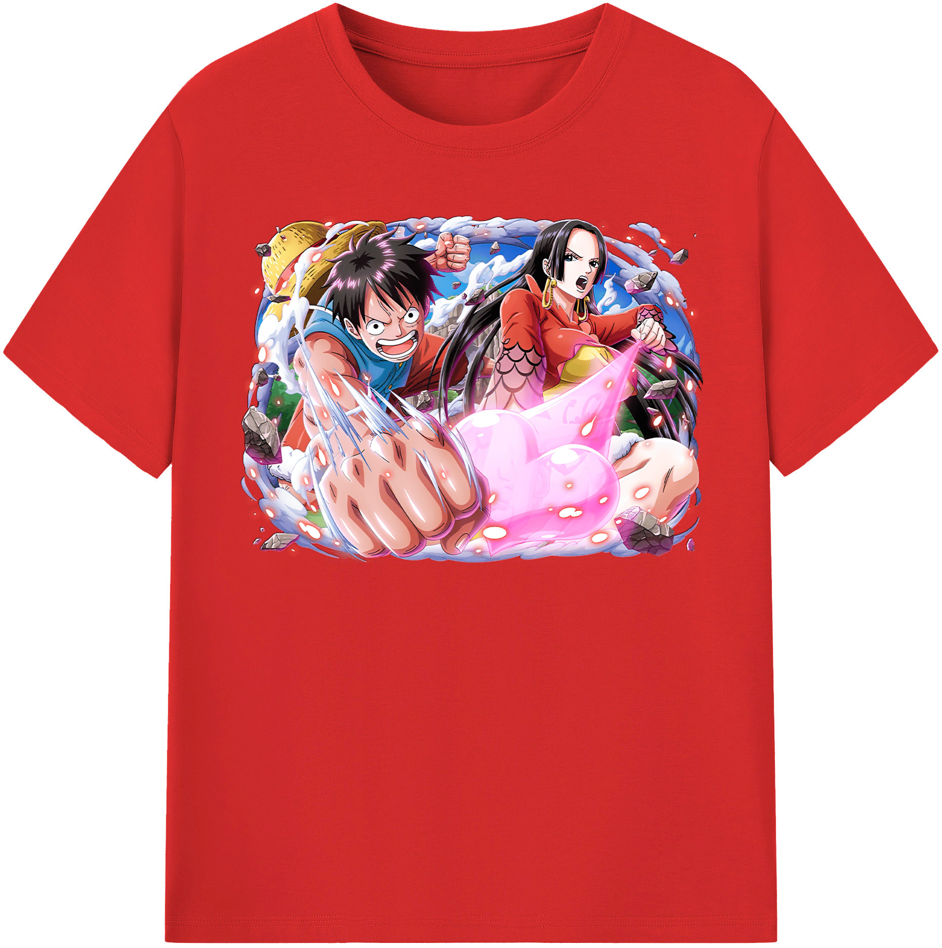 ワンピース モンキー・D・ルフィ ONE PIECE Monkey D. Luffy レディースカジュアルプリントTシャツ（綿100％）