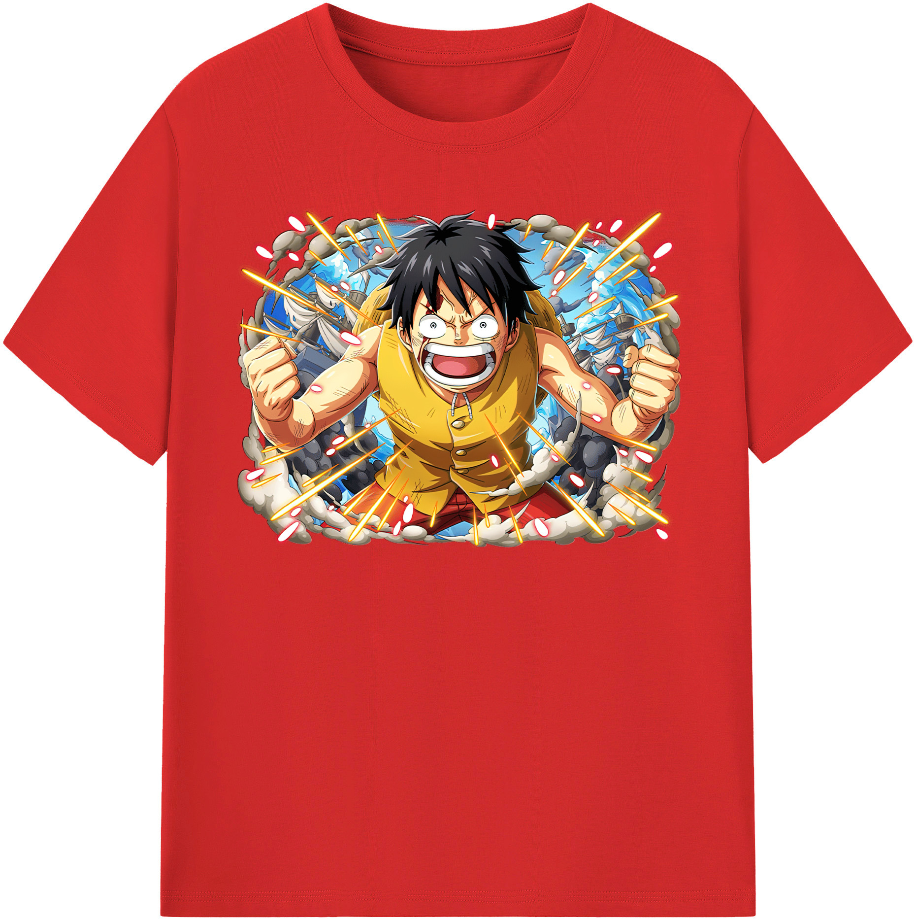 ワンピース モンキー・D・ルフィ ONE PIECE Monkey D. Luffy レディースカジュアルプリントTシャツ（綿100％）