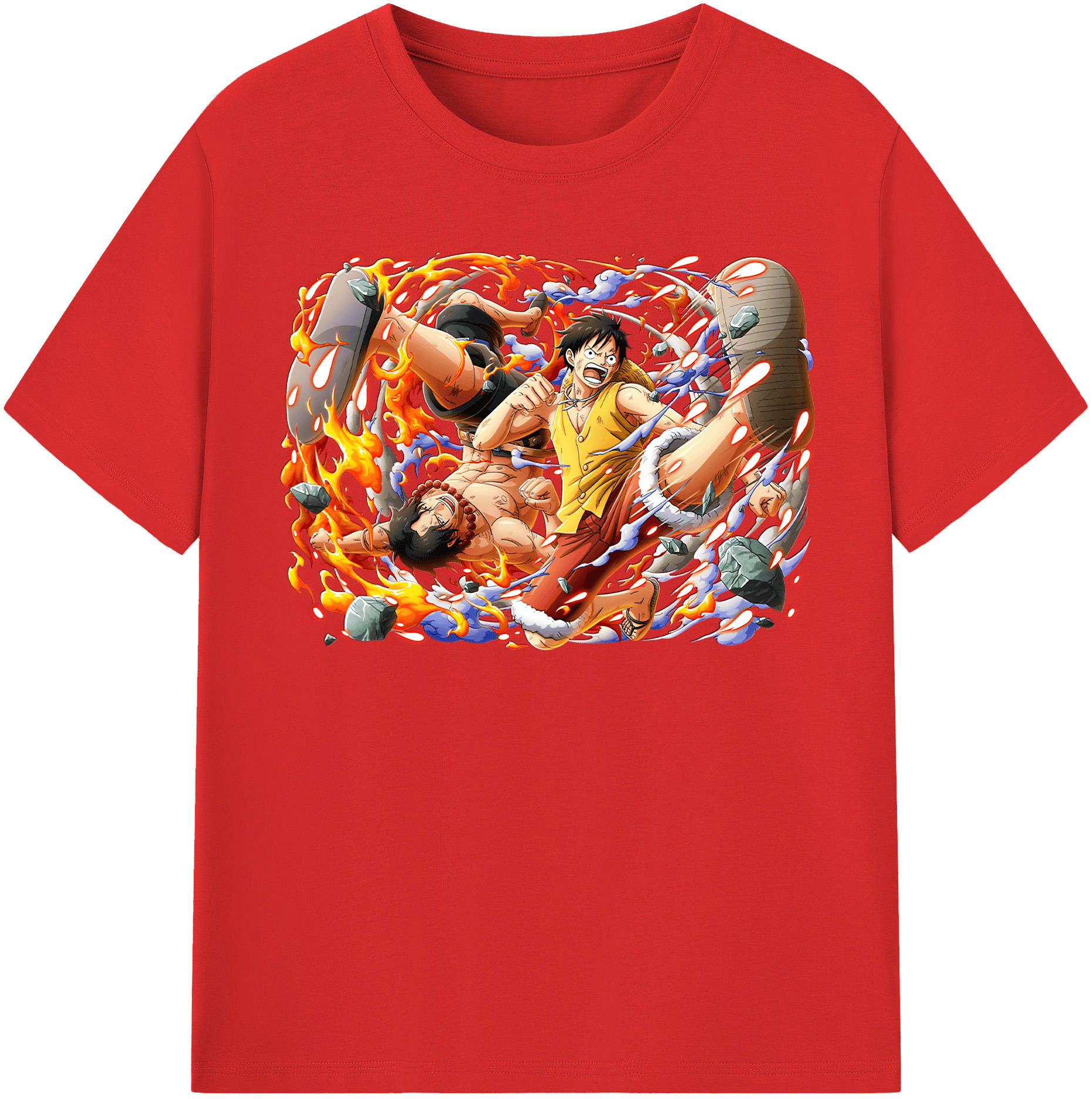 ワンピース モンキー・D・ルフィ ONE PIECE Monkey D. Luffy レディースカジュアルプリントTシャツ（綿100％）