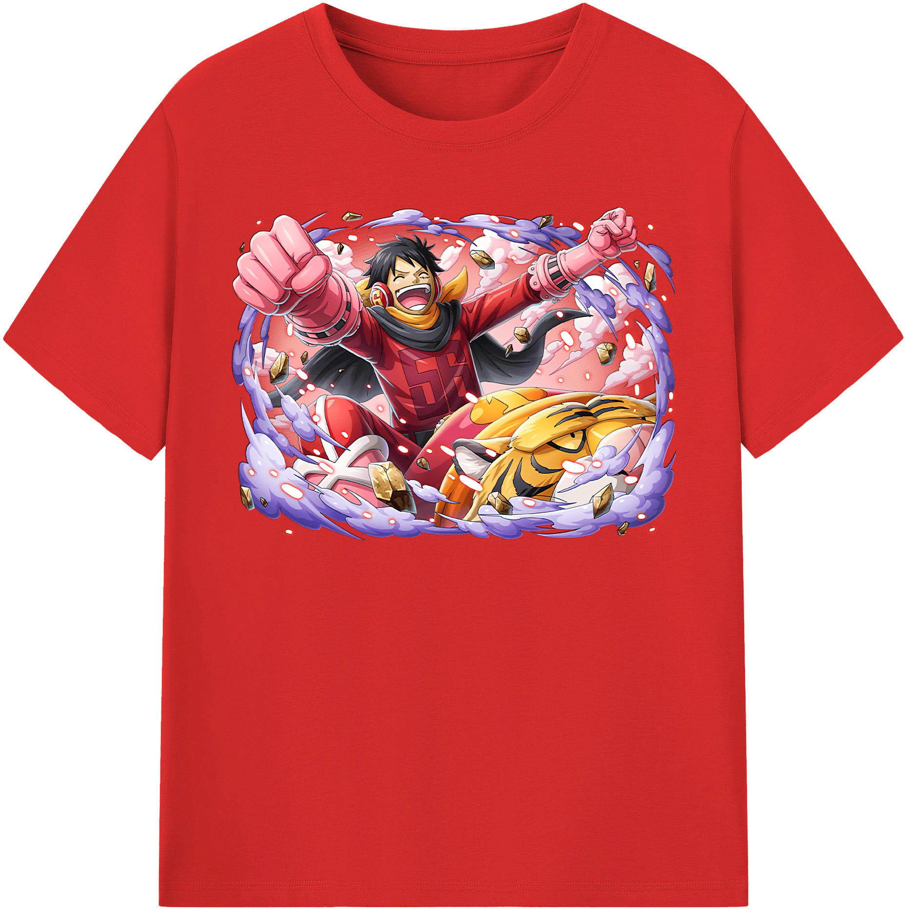 ワンピース モンキー・D・ルフィ ONE PIECE Monkey D. Luffy レディースカジュアルプリントTシャツ（綿100％）
