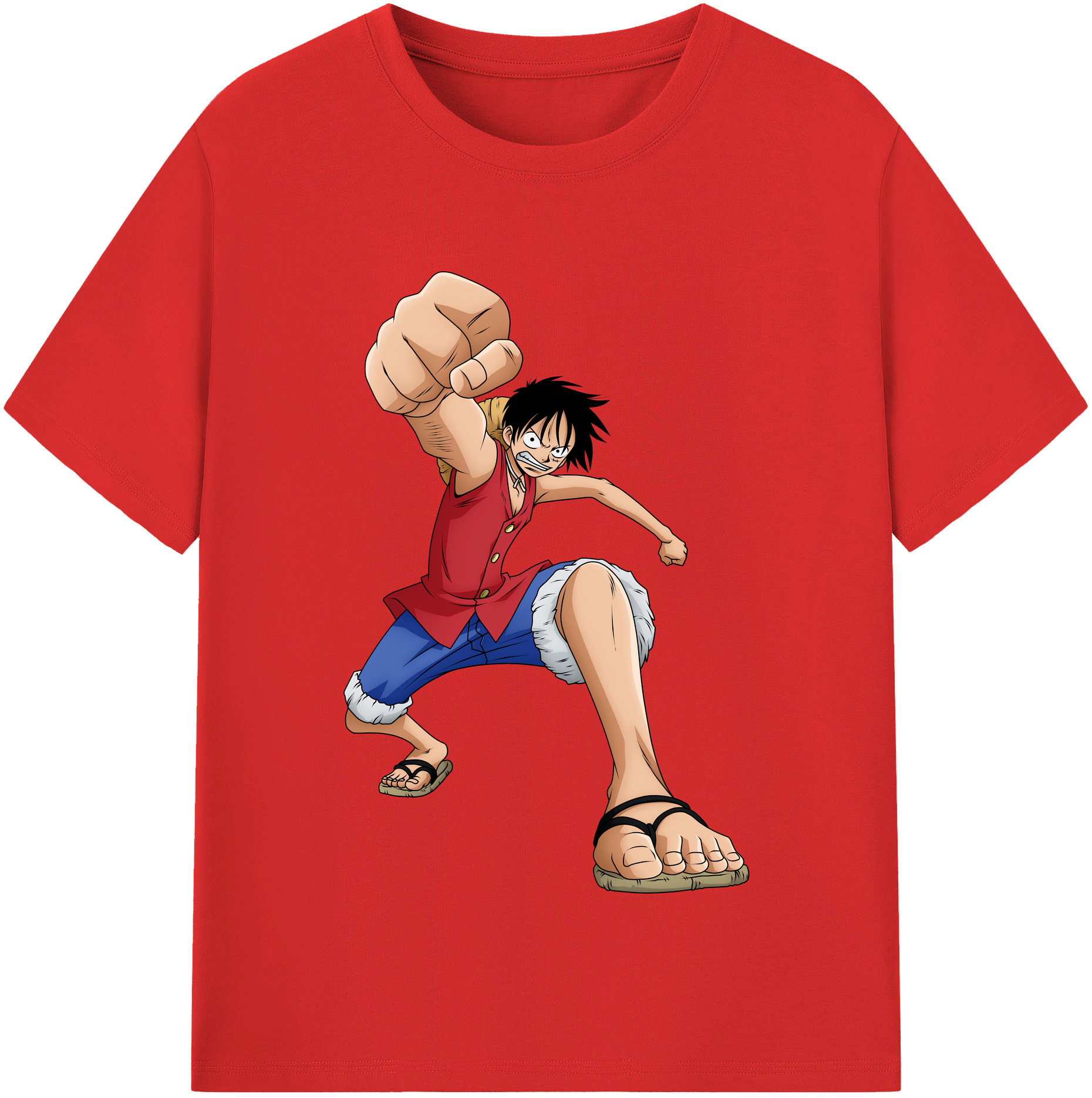 ワンピース モンキー・D・ルフィ ONE PIECE Monkey D. Luffy レディースカジュアルプリントTシャツ（綿100％）