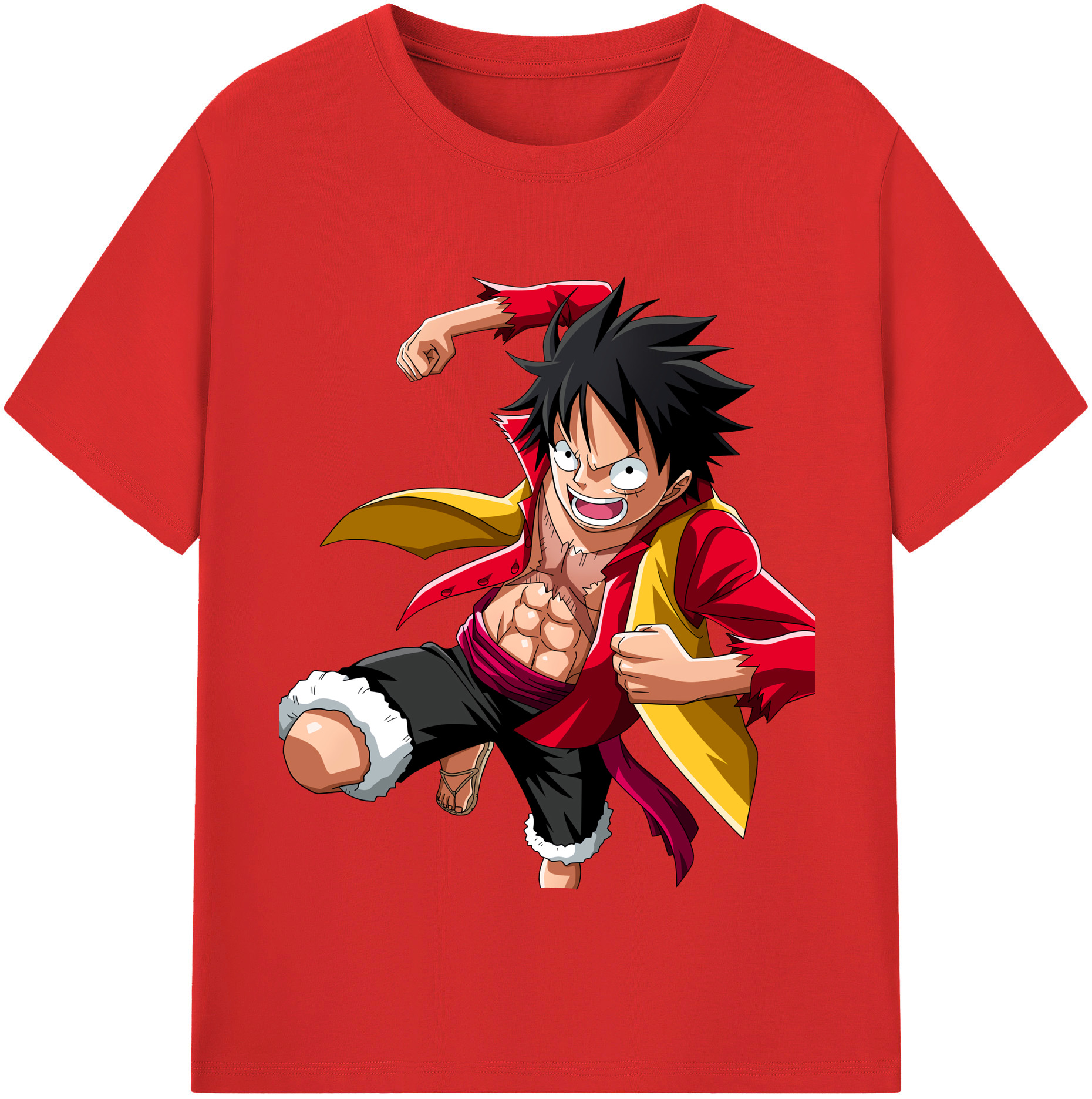ワンピース モンキー・D・ルフィ ONE PIECE Monkey D. Luffy レディースカジュアルプリントTシャツ（綿100％）
