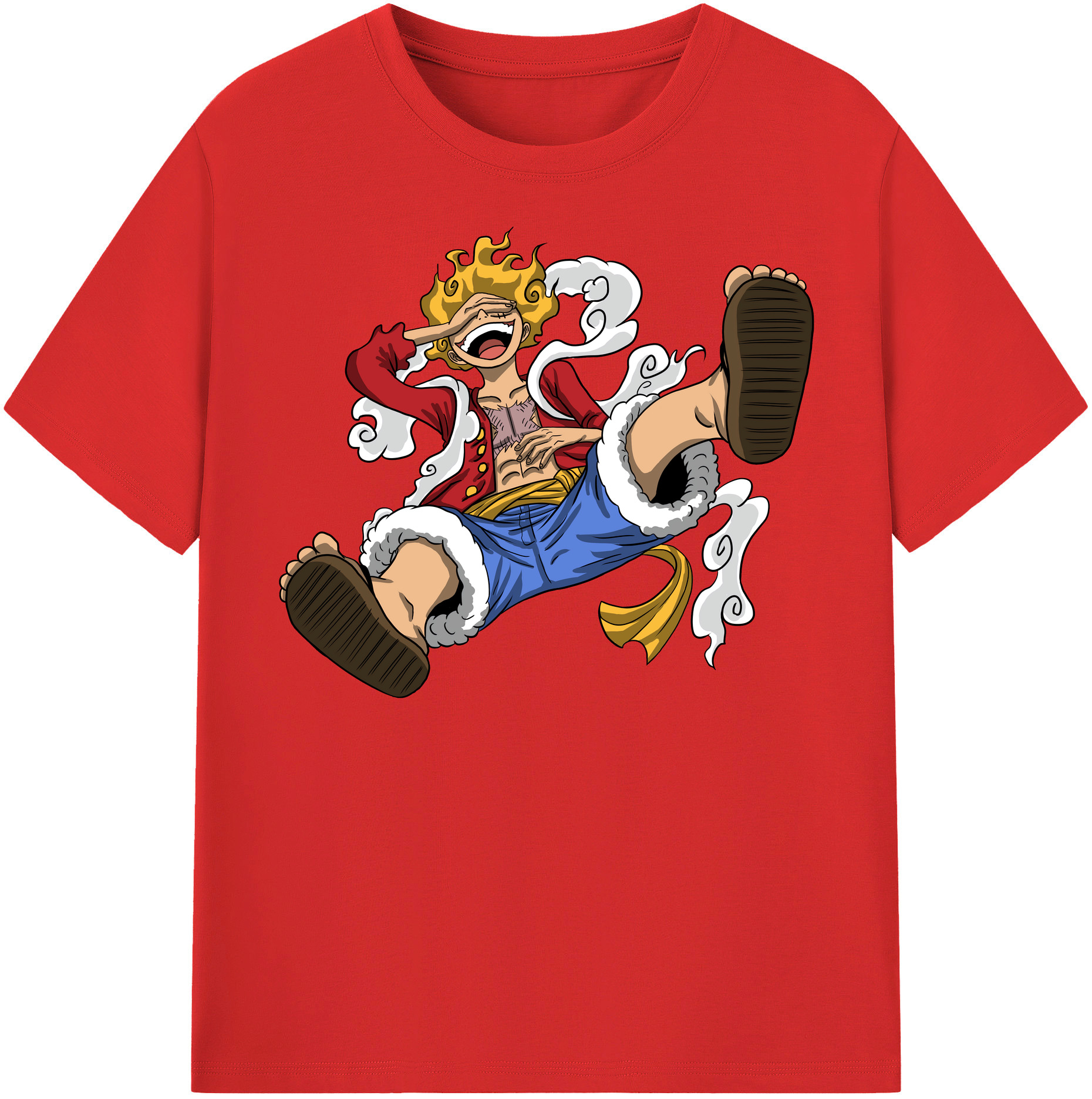 ワンピース モンキー・D・ルフィ ONE PIECE Monkey D. Luffy レディースカジュアルプリントTシャツ（綿100％）