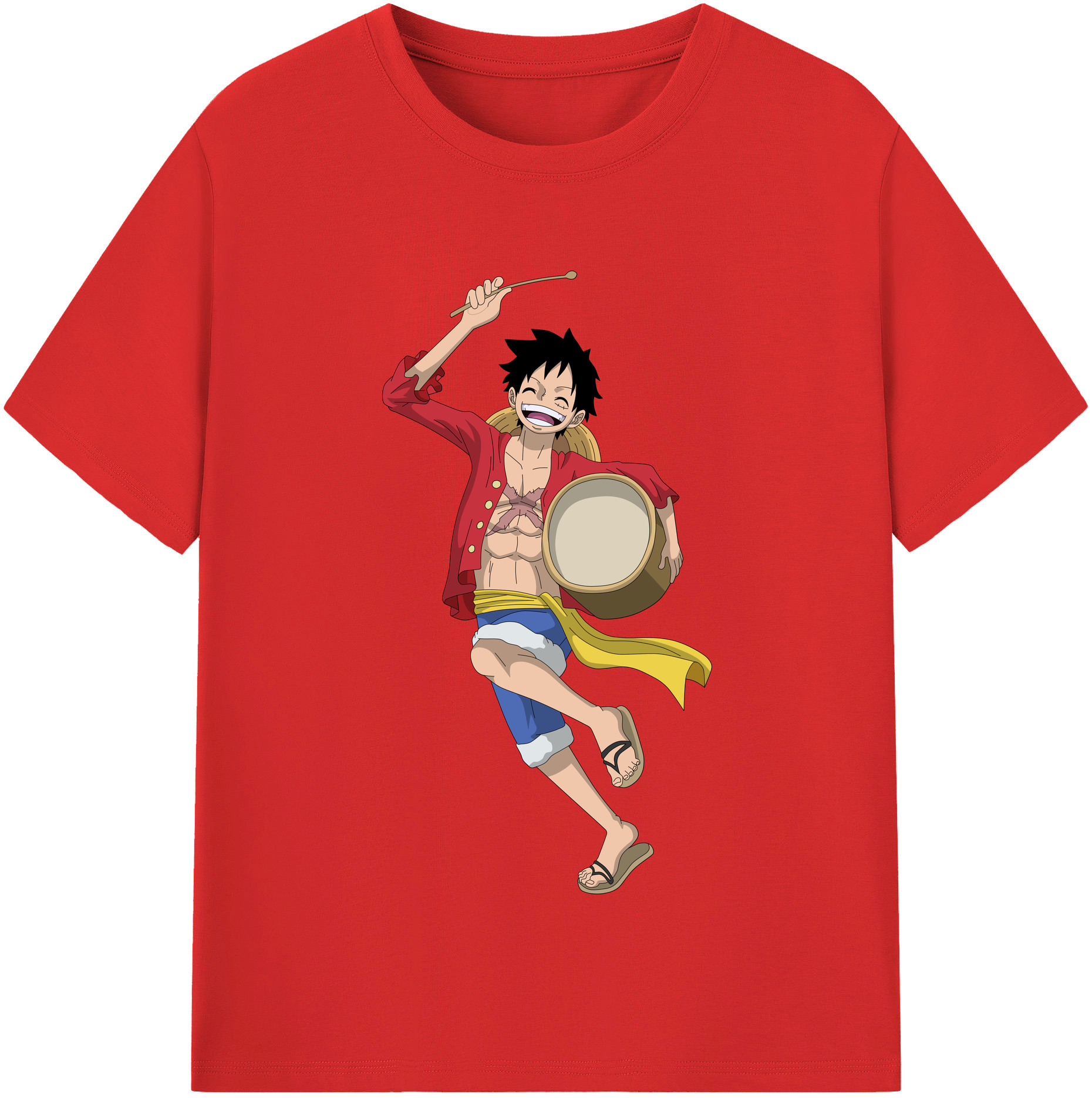ワンピース モンキー・D・ルフィ ONE PIECE Monkey D. Luffy レディースカジュアルプリントTシャツ（綿100％）