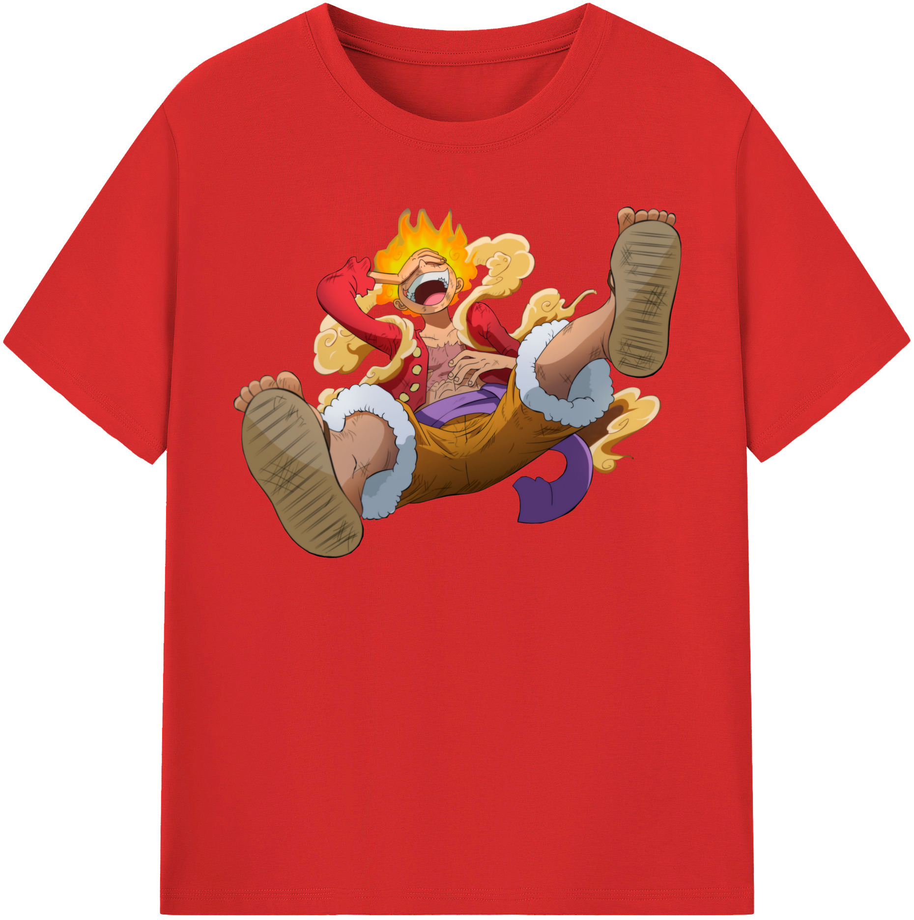 ワンピース モンキー・D・ルフィ ONE PIECE Monkey D. Luffy レディースカジュアルプリントTシャツ（綿100％）