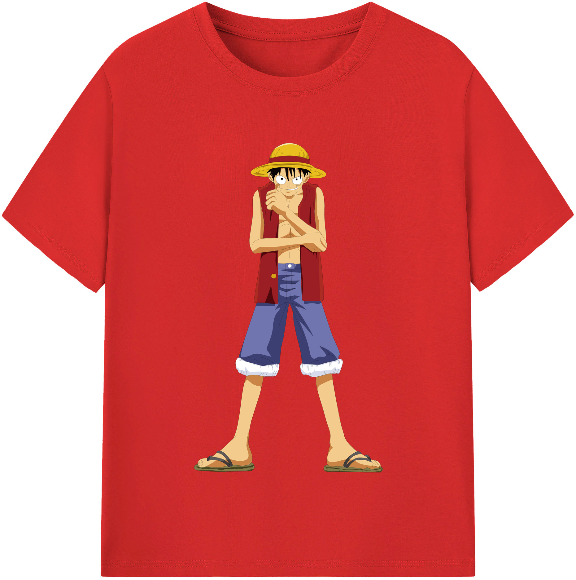 ワンピース モンキー・D・ルフィ ONE PIECE Monkey D. Luffy レディースカジュアルプリントTシャツ（綿100％）