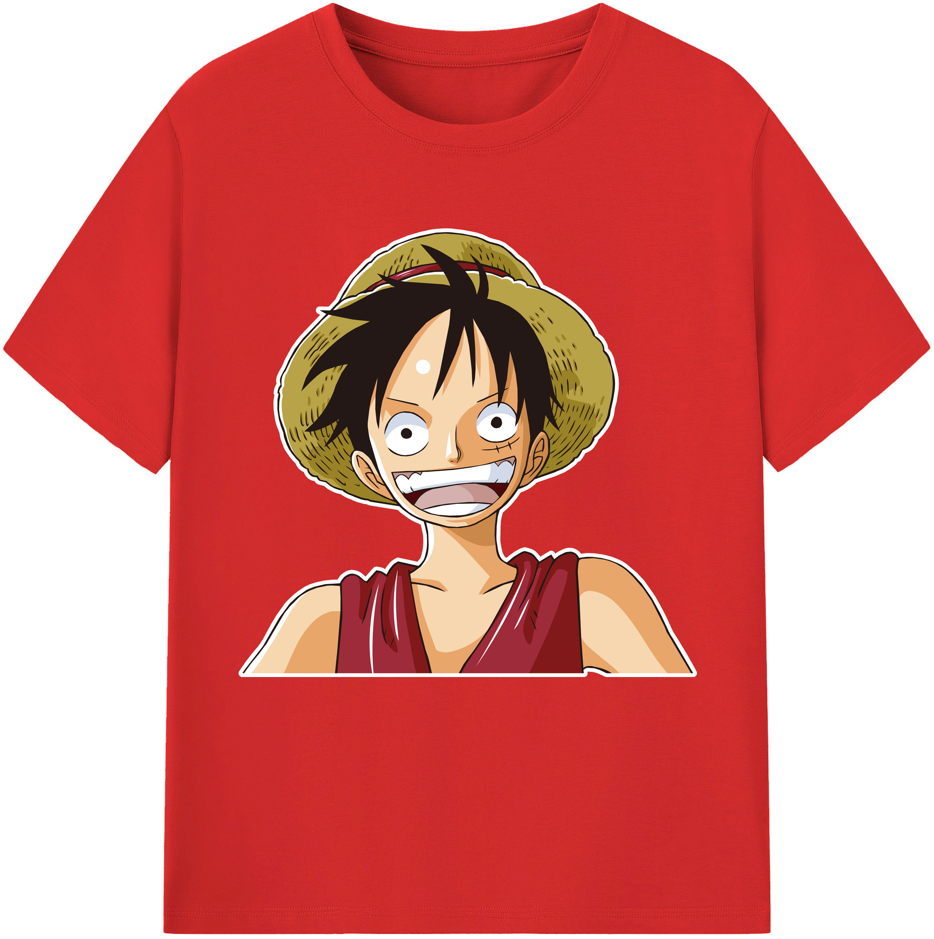 ワンピース モンキー・D・ルフィ ONE PIECE Monkey D. Luffy レディースカジュアルプリントTシャツ（綿100％）