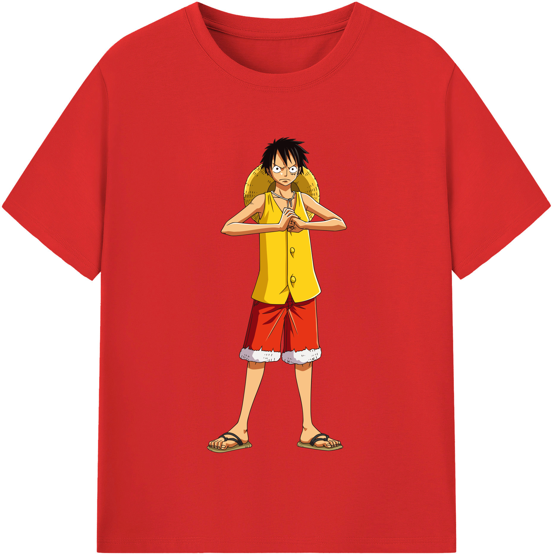 ワンピース モンキー・D・ルフィ ONE PIECE Monkey D. Luffy レディースカジュアルプリントTシャツ（綿100％）