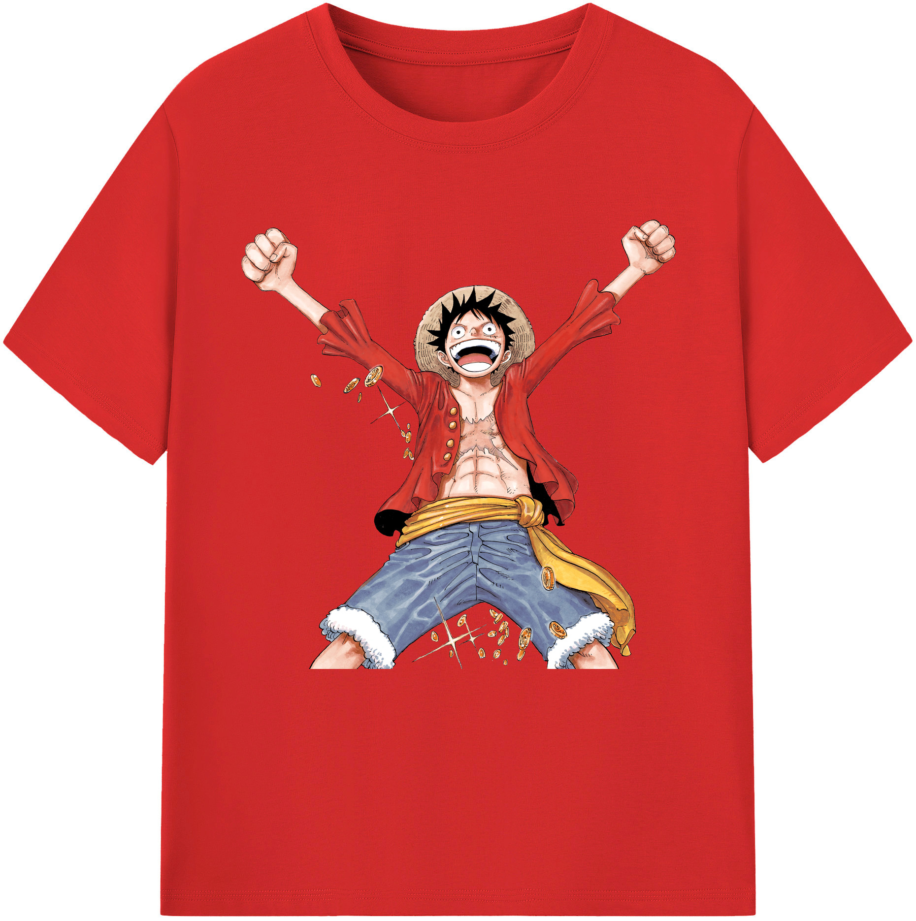 ワンピース モンキー・D・ルフィ ONE PIECE Monkey D. Luffy レディースカジュアルプリントTシャツ（綿100％）