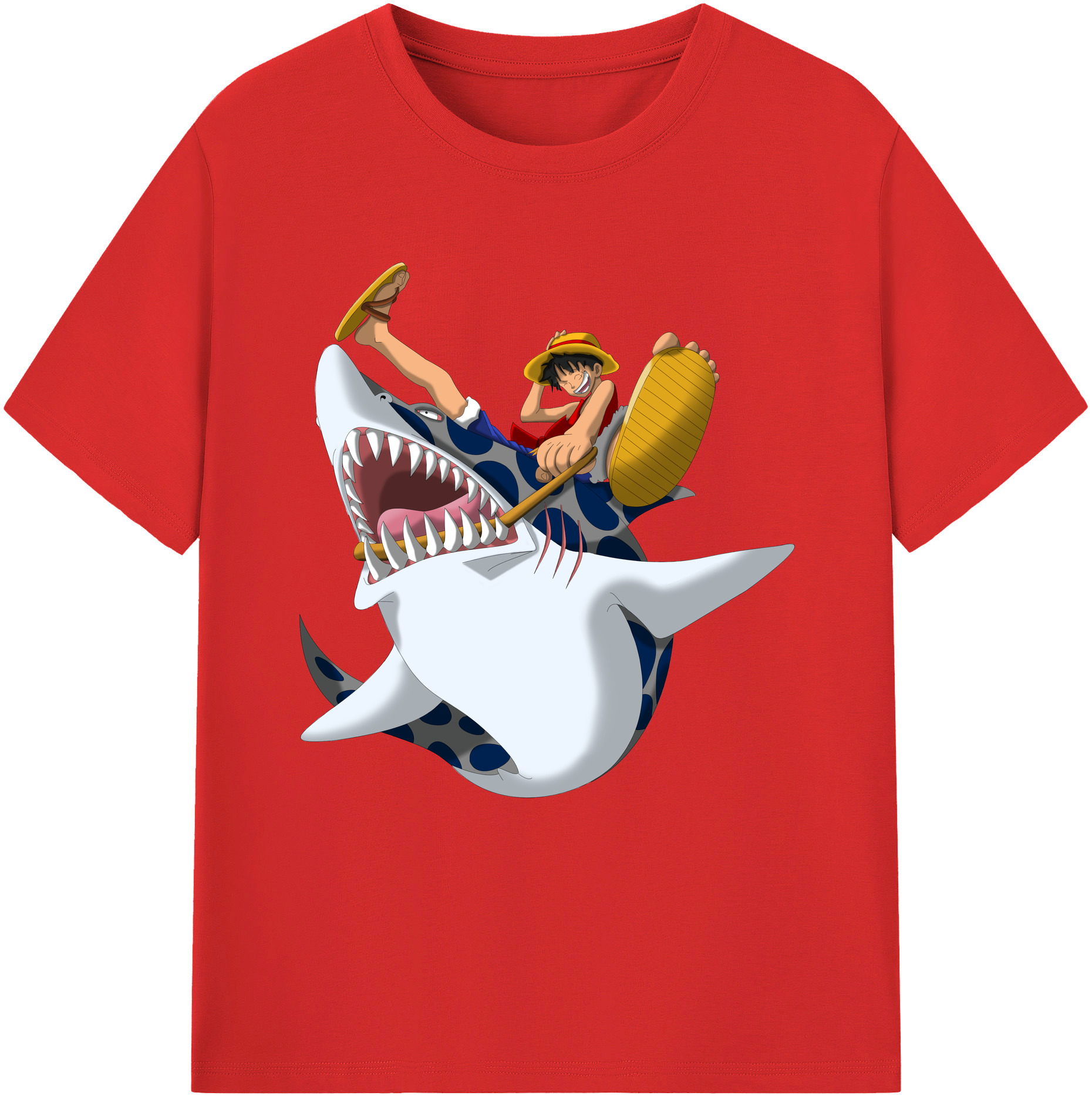 ワンピース モンキー・D・ルフィ ONE PIECE Monkey D. Luffy レディースカジュアルプリントTシャツ（綿100％）