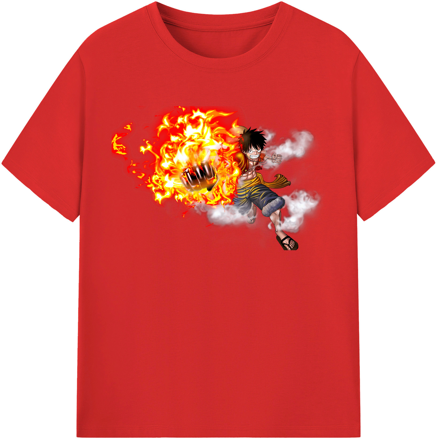 ワンピース モンキー・D・ルフィ ONE PIECE Monkey D. Luffy レディースカジュアルプリントTシャツ（綿100％）