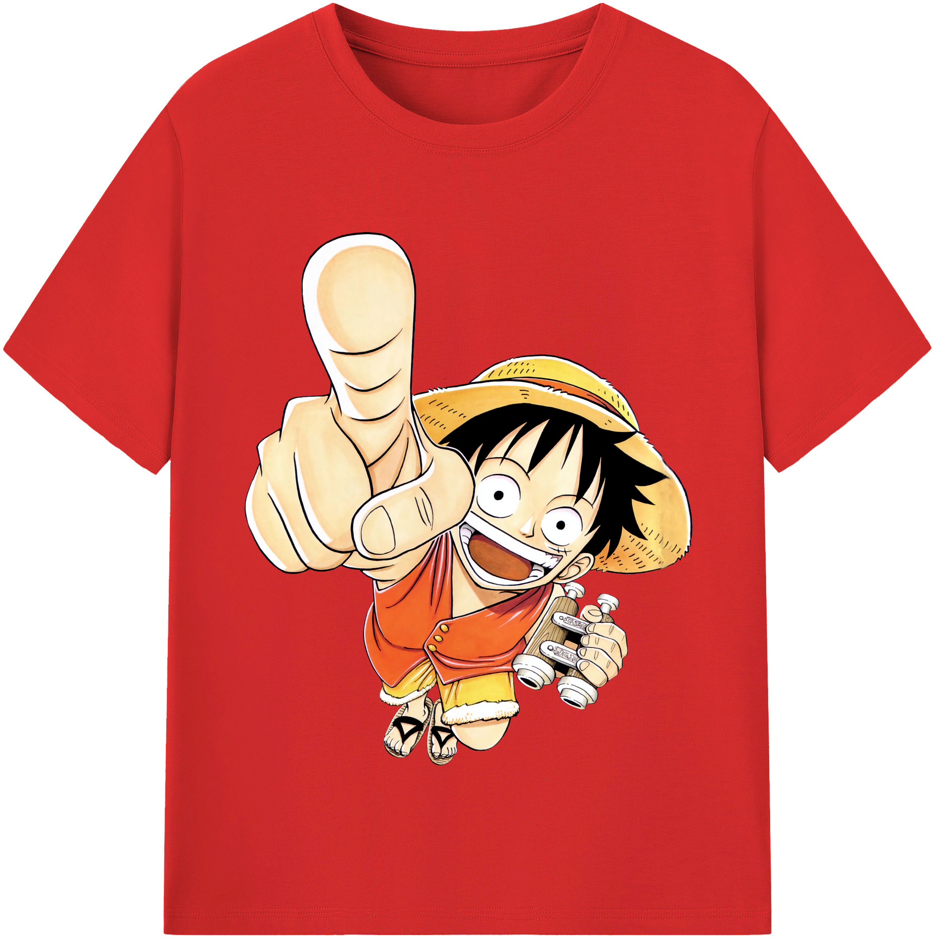 ワンピース モンキー・D・ルフィ ONE PIECE Monkey D. Luffy レディースカジュアルプリントTシャツ（綿100％）