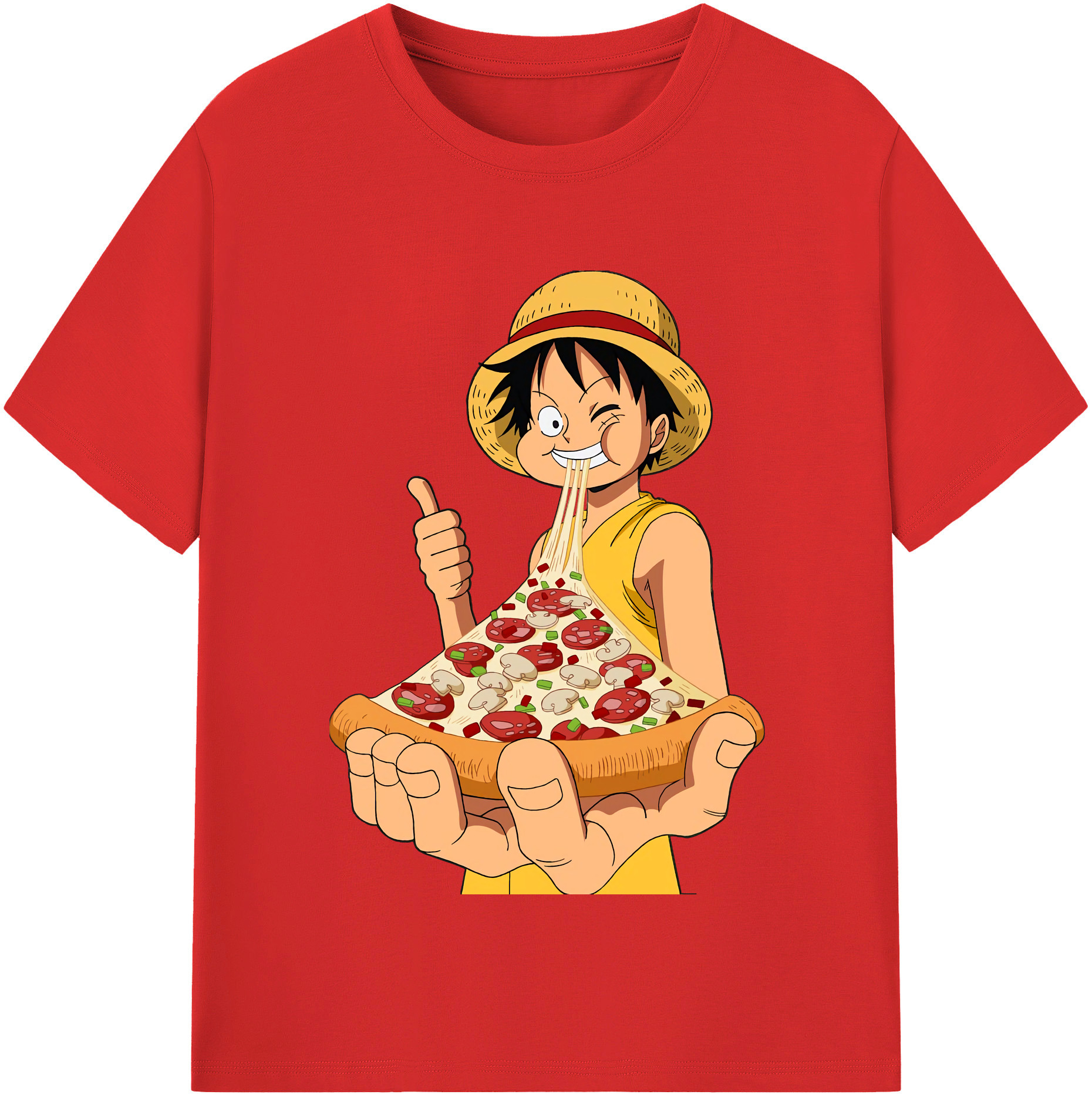 ワンピース モンキー・D・ルフィ ONE PIECE Monkey D. Luffy レディースカジュアルプリントTシャツ（綿100％）