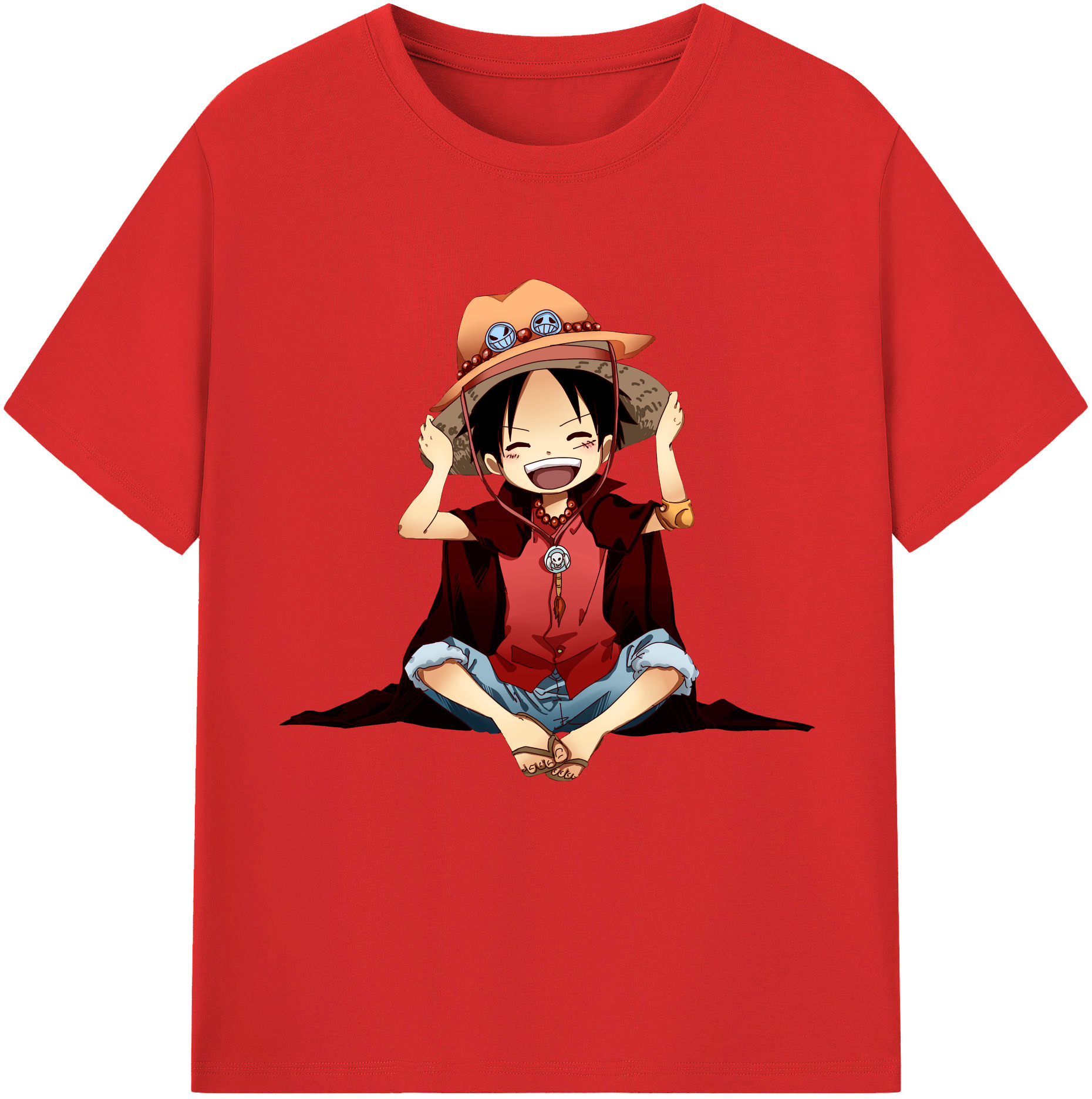 ワンピース モンキー・D・ルフィ ONE PIECE Monkey D. Luffy レディースカジュアルプリントTシャツ（綿100％）