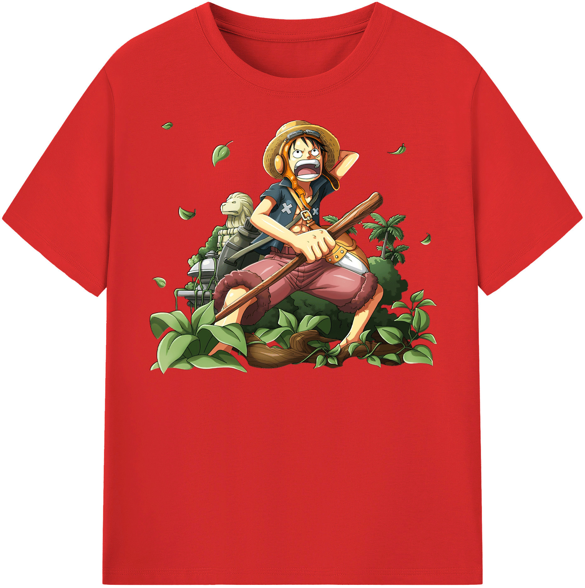 ワンピース モンキー・D・ルフィ ONE PIECE Monkey D. Luffy レディースカジュアルプリントTシャツ（綿100％）