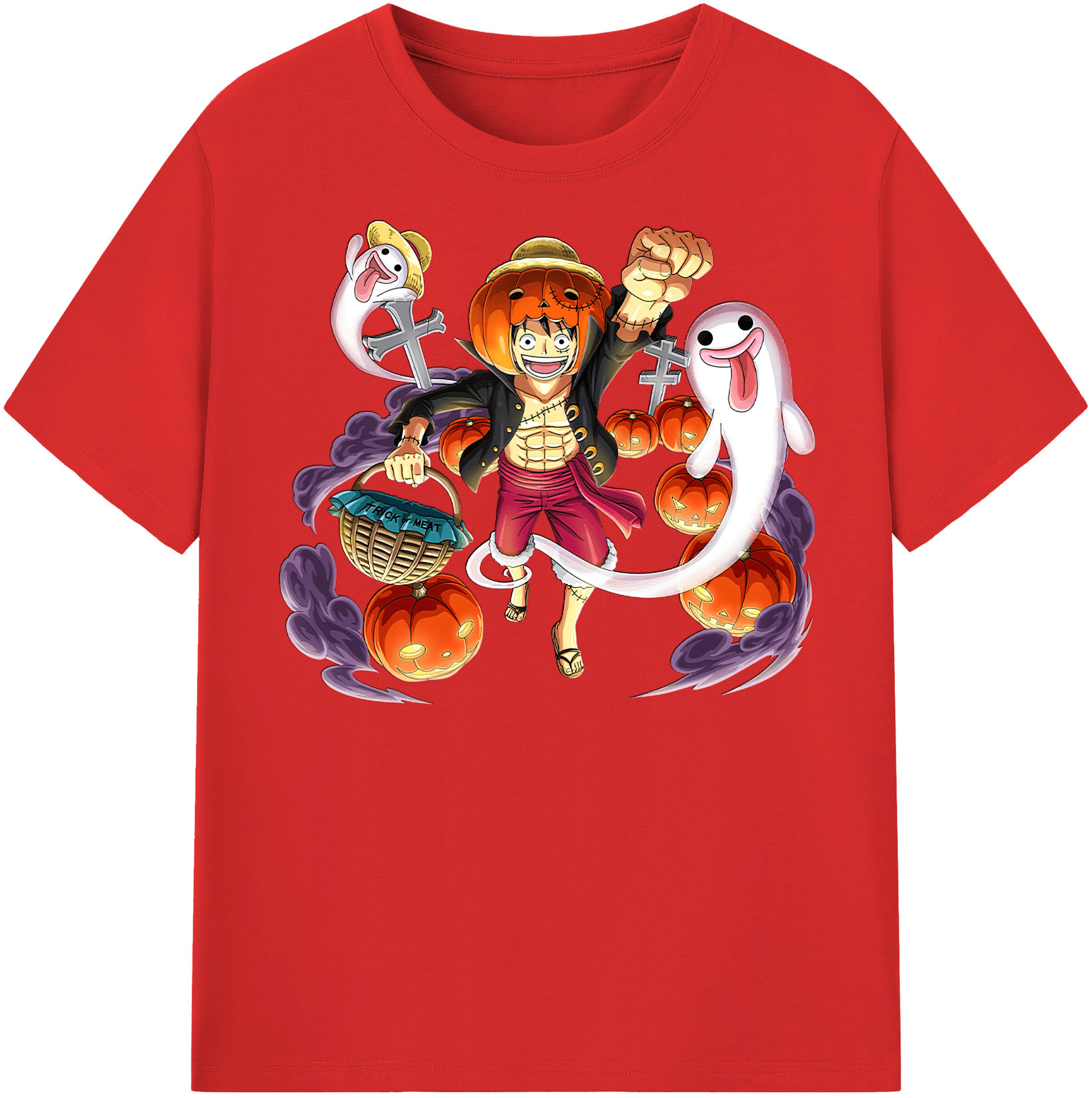 ワンピース モンキー・D・ルフィ ONE PIECE Monkey D. Luffy レディースカジュアルプリントTシャツ（綿100％）