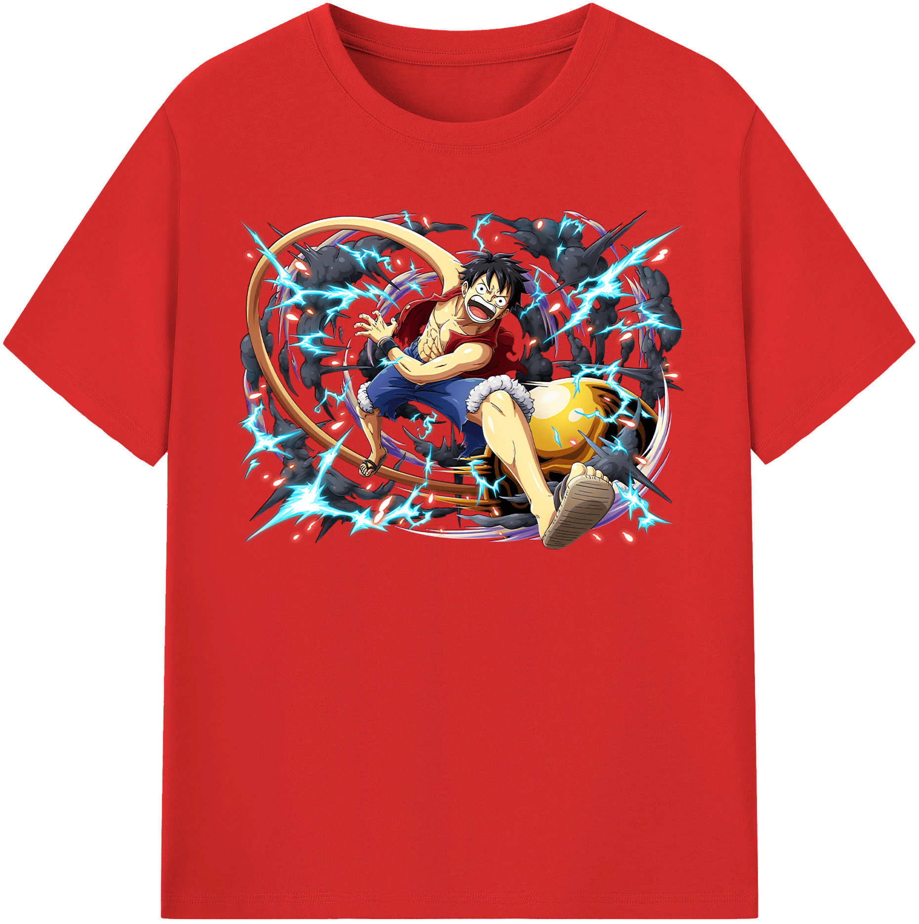 ワンピース モンキー・D・ルフィ ONE PIECE Monkey D. Luffy レディースカジュアルプリントTシャツ（綿100％）