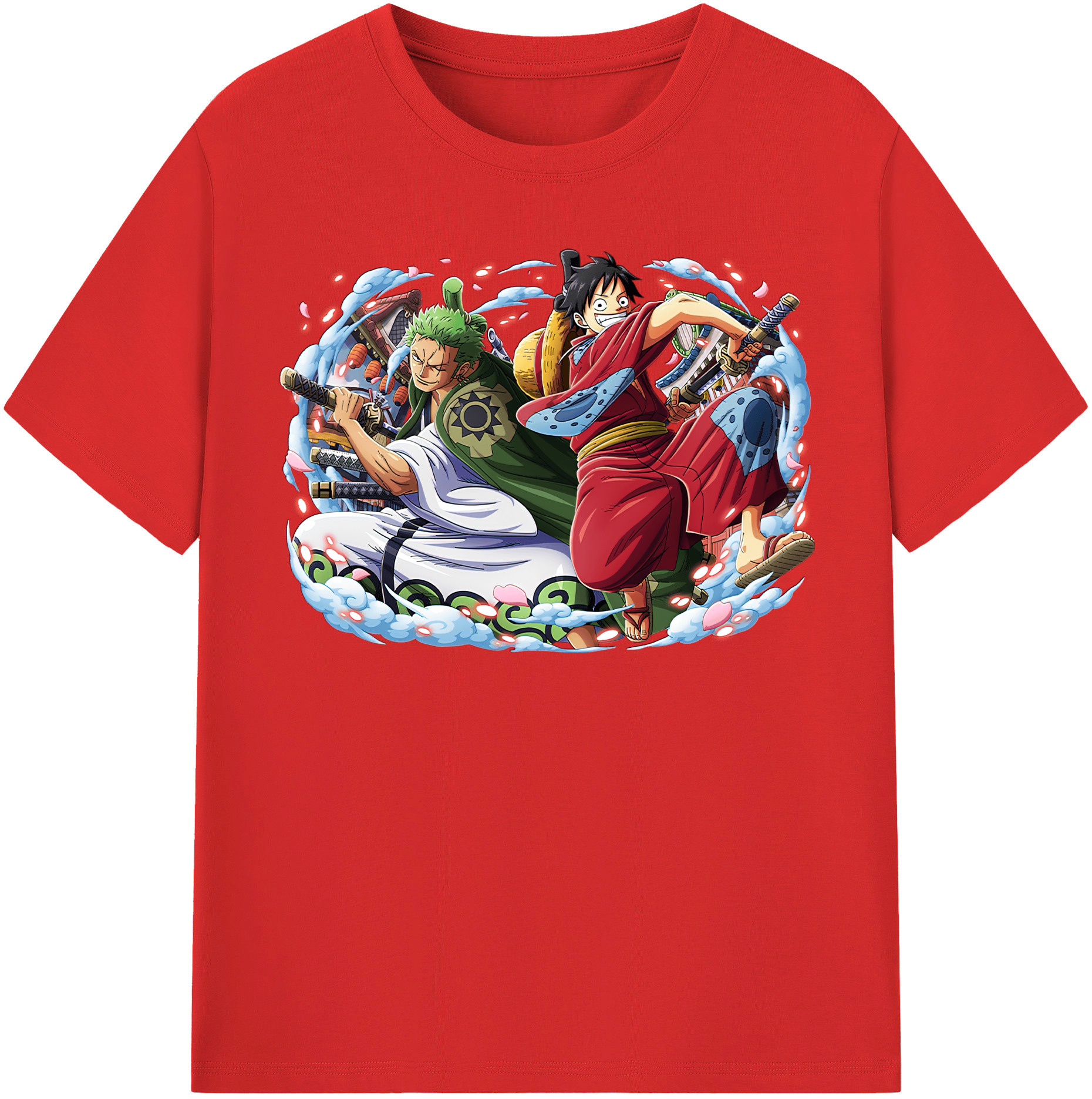 ワンピース モンキー・D・ルフィ ONE PIECE Monkey D. Luffy レディースカジュアルプリントTシャツ（綿100％）