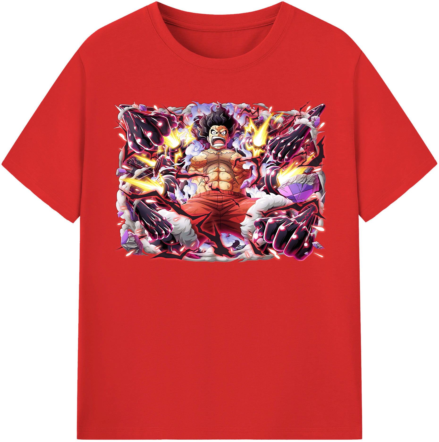 ワンピース モンキー・D・ルフィ ONE PIECE Monkey D. Luffy レディースカジュアルプリントTシャツ（綿100％）