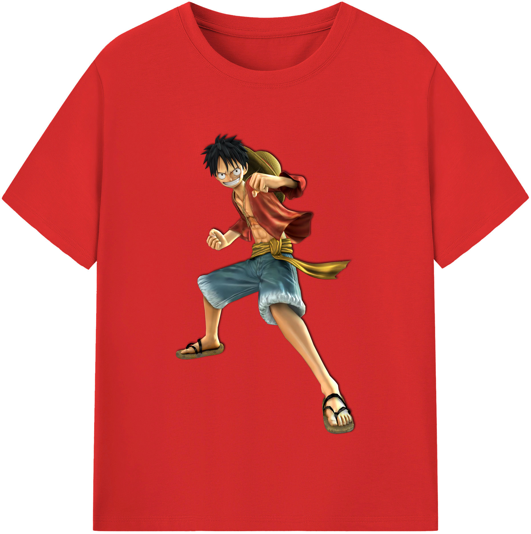 ワンピース モンキー・D・ルフィ ONE PIECE Monkey D. Luffy レディースカジュアルプリントTシャツ（綿100％）