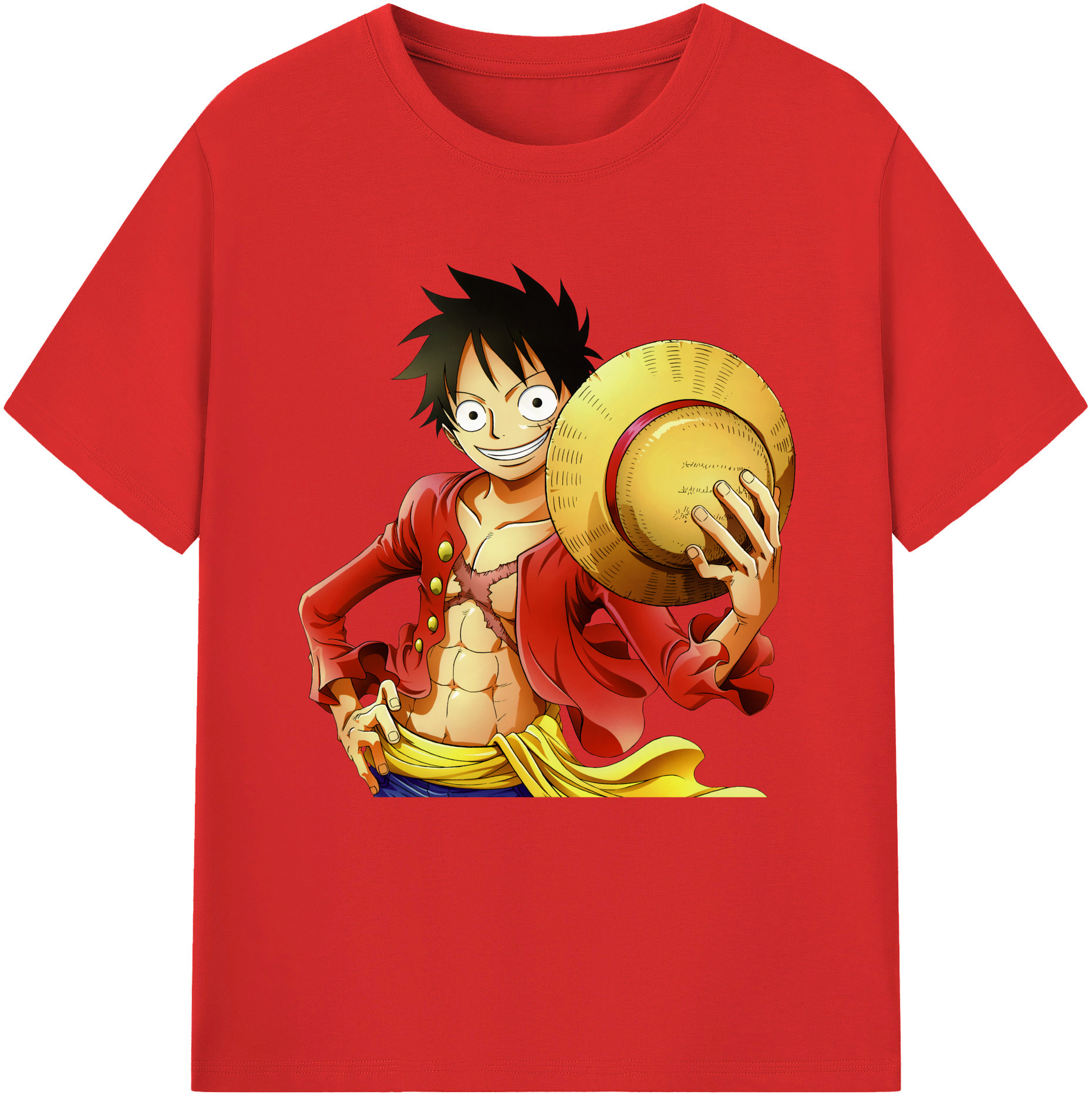 ワンピース モンキー・D・ルフィ ONE PIECE Monkey D. Luffy レディースカジュアルプリントTシャツ（綿100％）