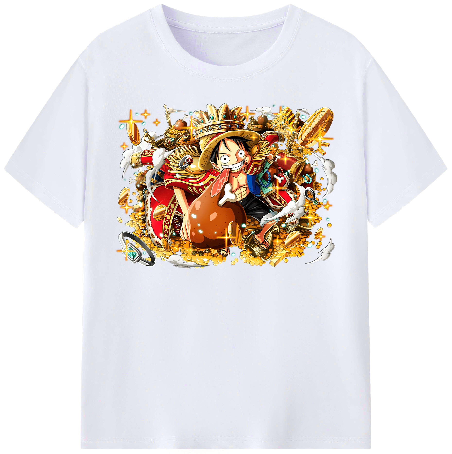 ワンピース モンキー・D・ルフィ ONE PIECE Monkey D. Luffy レディースカジュアルプリントTシャツ（綿100％）