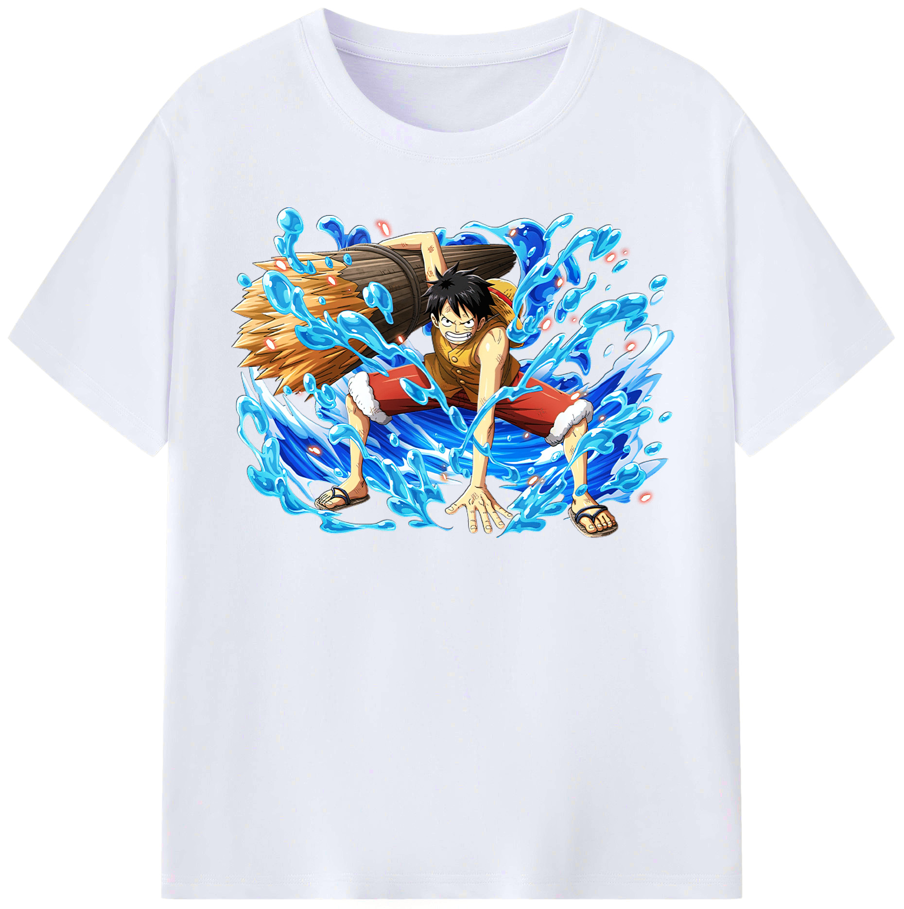 ワンピース モンキー・D・ルフィ ONE PIECE Monkey D. Luffy レディースカジュアルプリントTシャツ（綿100％）