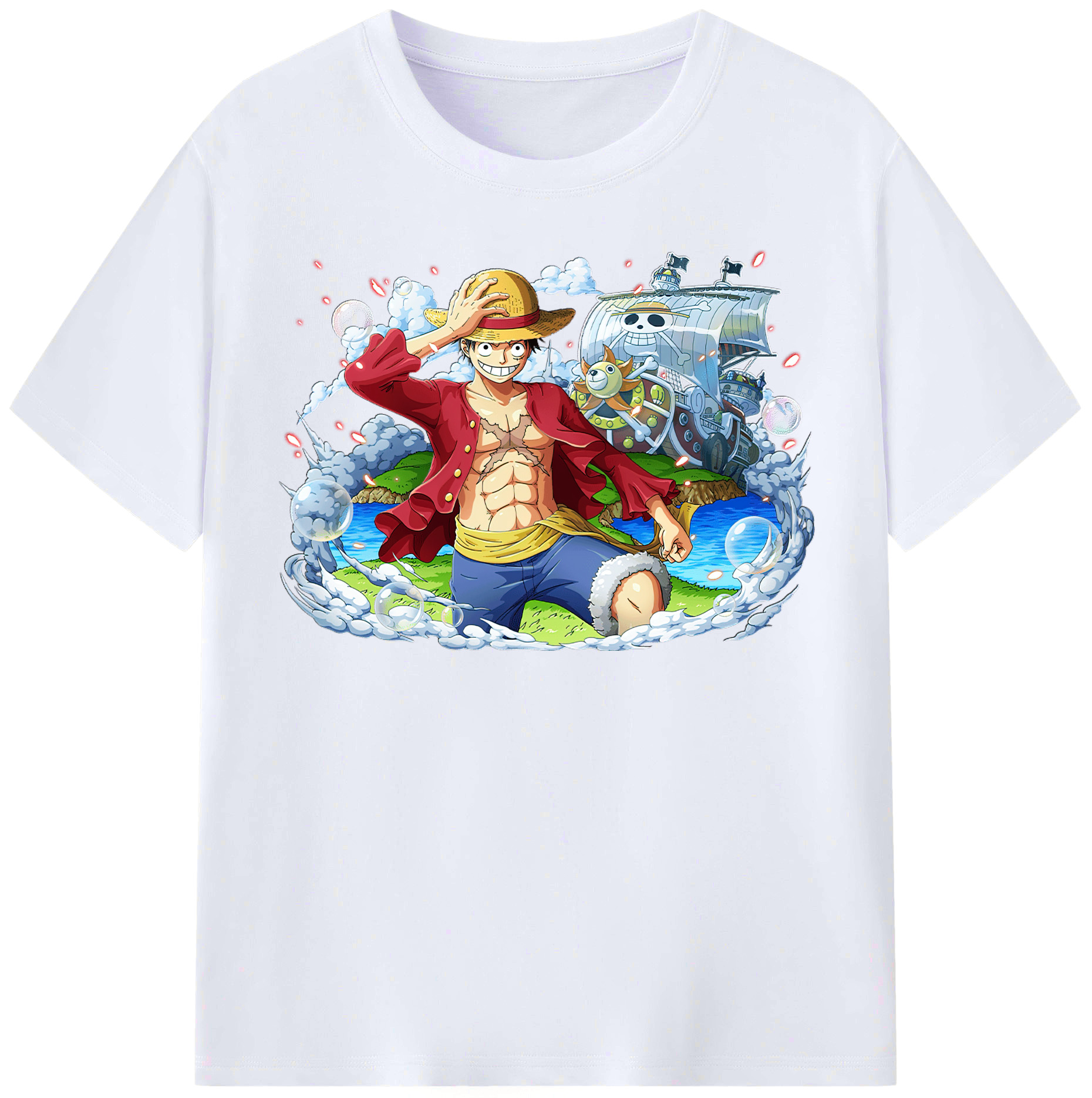 ワンピース モンキー・D・ルフィ ONE PIECE Monkey D. Luffy レディースカジュアルプリントTシャツ（綿100％）