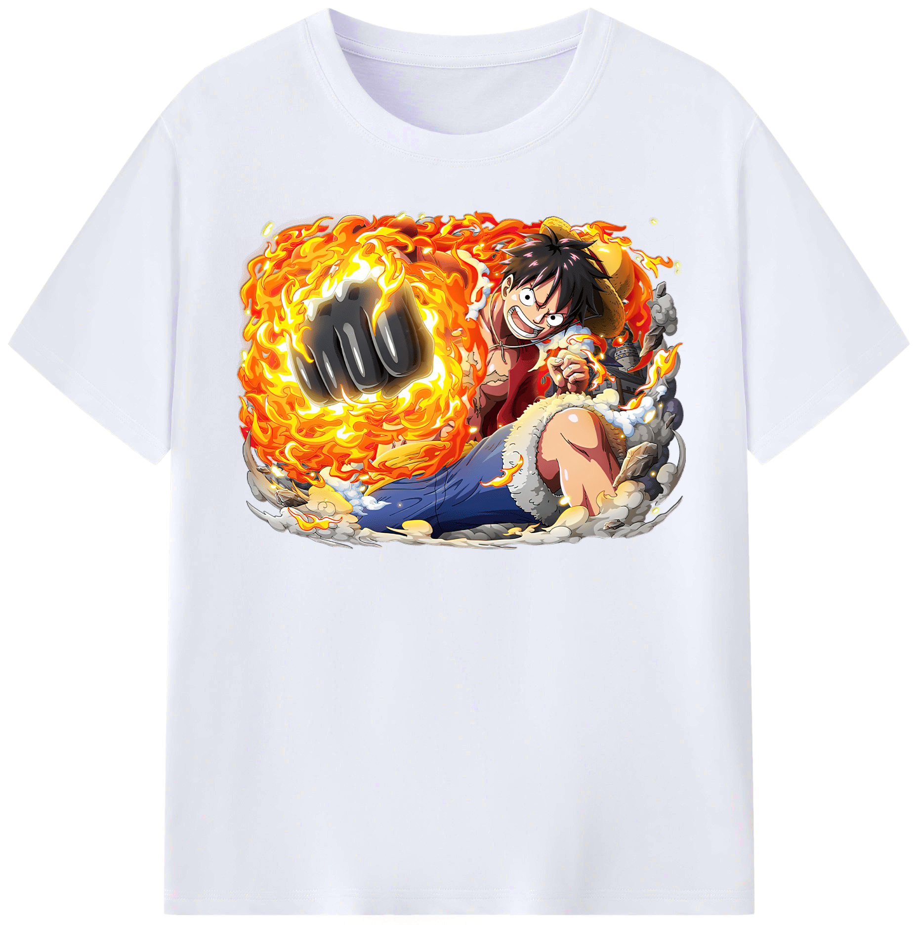 ワンピース モンキー・D・ルフィ ONE PIECE Monkey D. Luffy レディースカジュアルプリントTシャツ（綿100％）