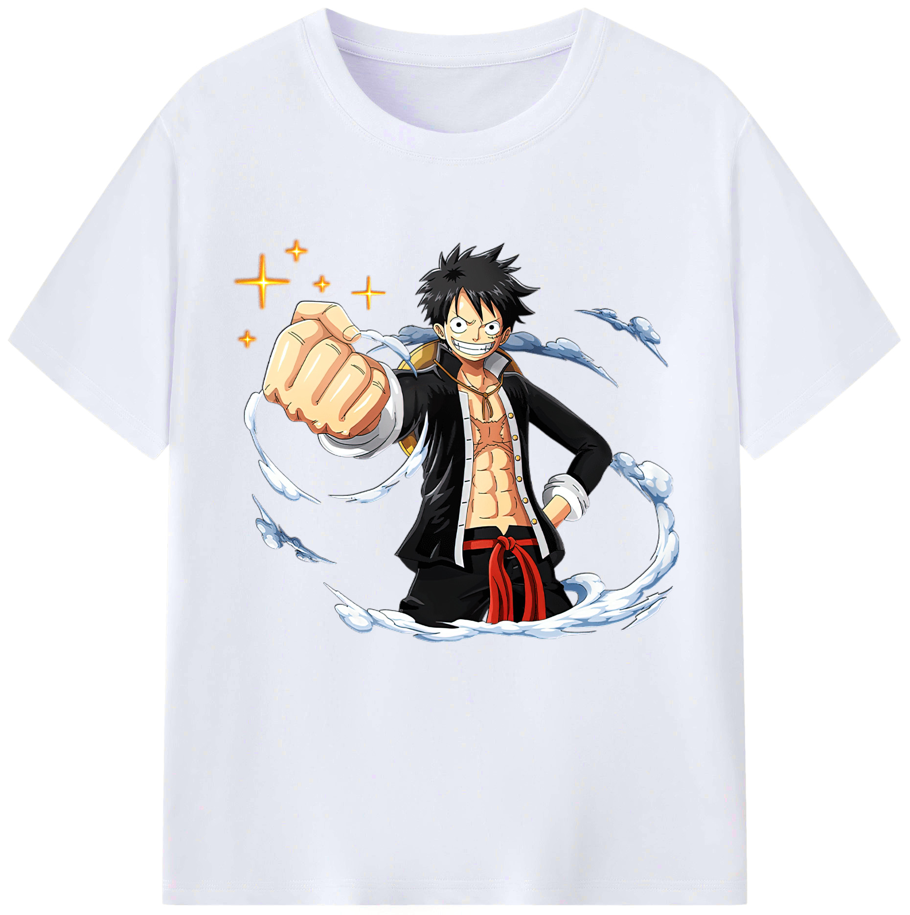 ワンピース モンキー・D・ルフィ ONE PIECE Monkey D. Luffy レディースカジュアルプリントTシャツ（綿100％）