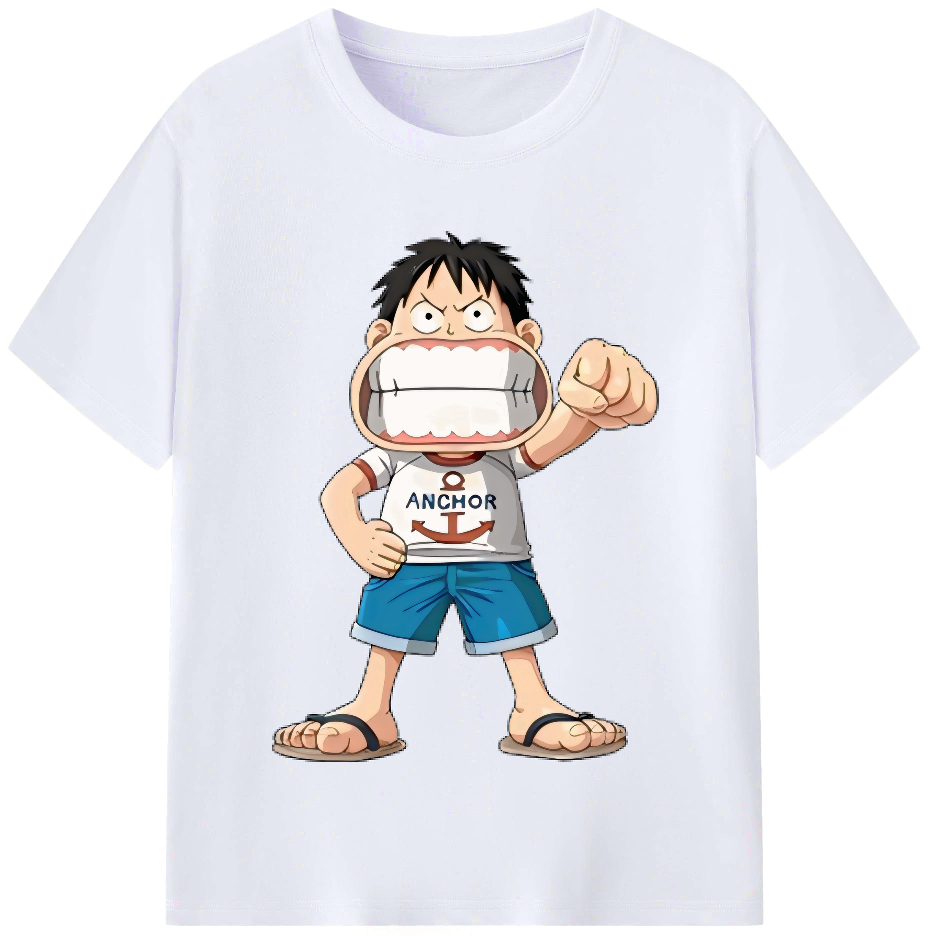 ワンピース モンキー・D・ルフィ ONE PIECE Monkey D. Luffy レディースカジュアルプリントTシャツ（綿100％）